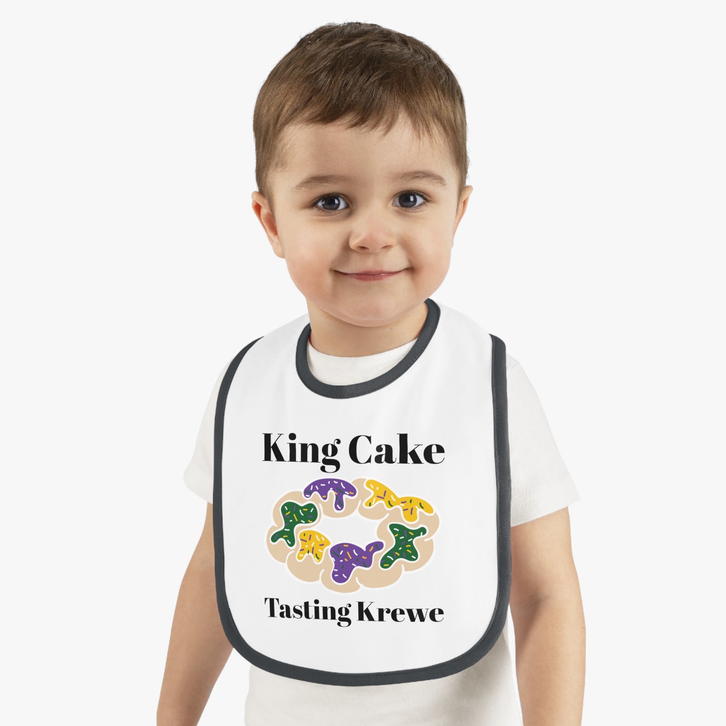 King Cake Tasting Krewe Baby Contrast Trim Jersey Bib
