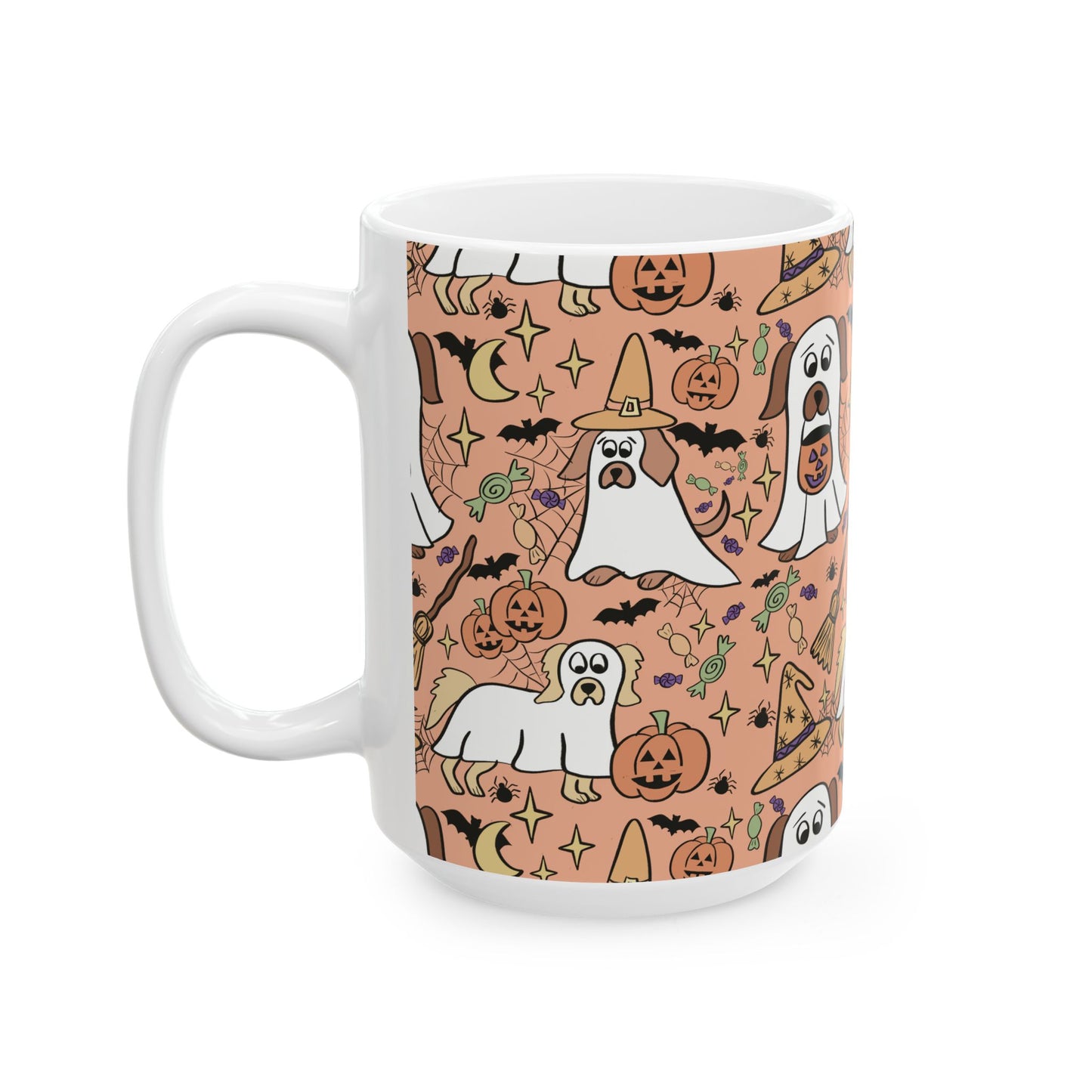 Halloween Dog-Themed Ceramic Mug, Perfect for Spooky Season, Dog Lovers, Halloween Decor, Coffee Cup, Pet Gifts