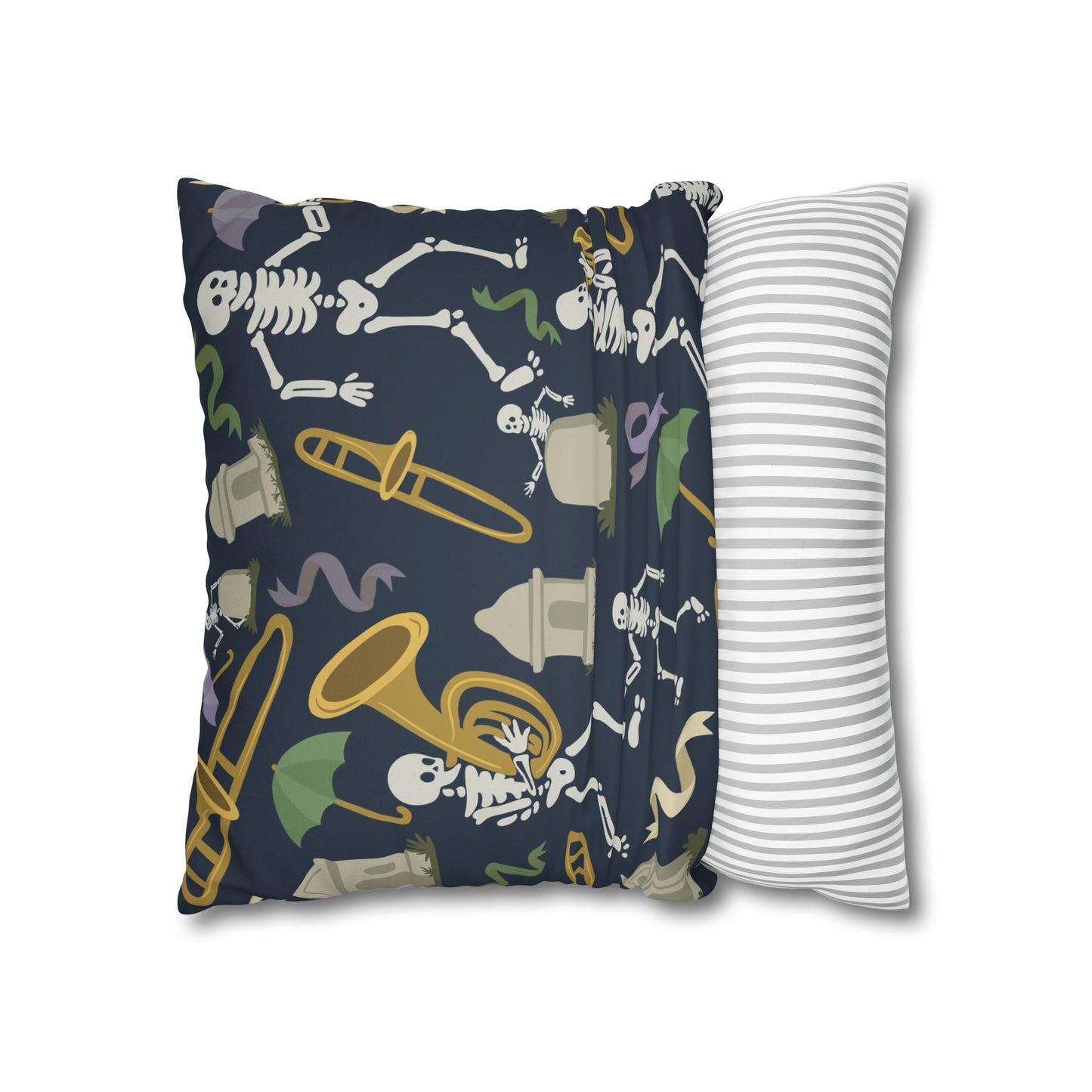 Spooky Skeleton Jazz Pillowcase, Halloween Decor, Decorative Cushion Cover, Fun Home Accessories, Seasonal Throw Pillow
