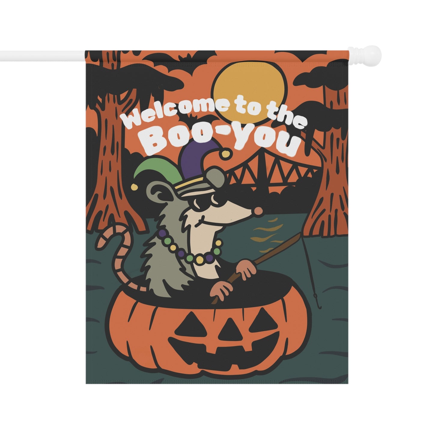 Welcome to the Boo-you, Halloween Garden Flag, Spooky Decor, Fall Outdoor Flag, Pumpkin Vibes, Unique Yard Sign, Bayou, Cajun, New Orleans