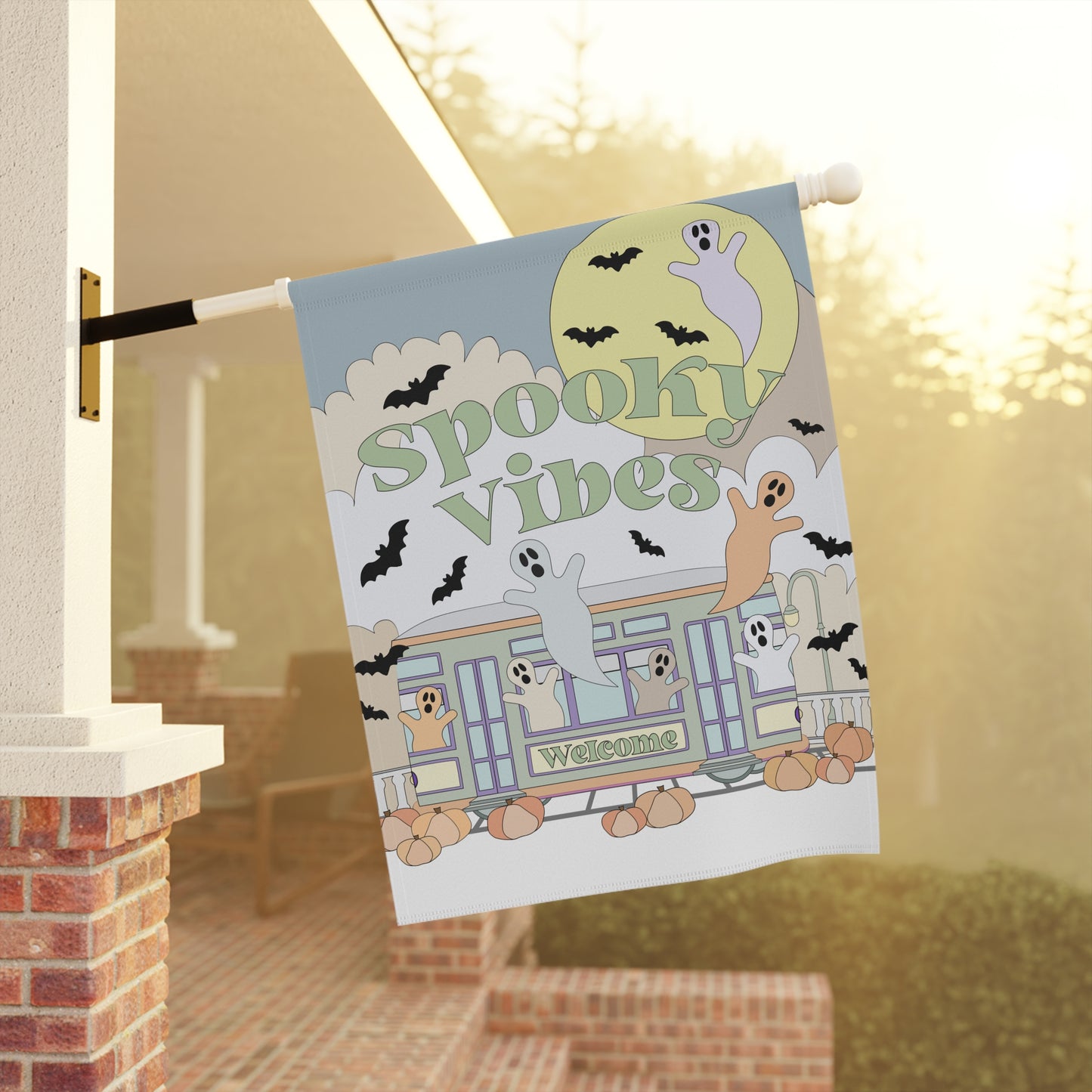 Pastel Blue New Orleans Halloween Garden & House Banner