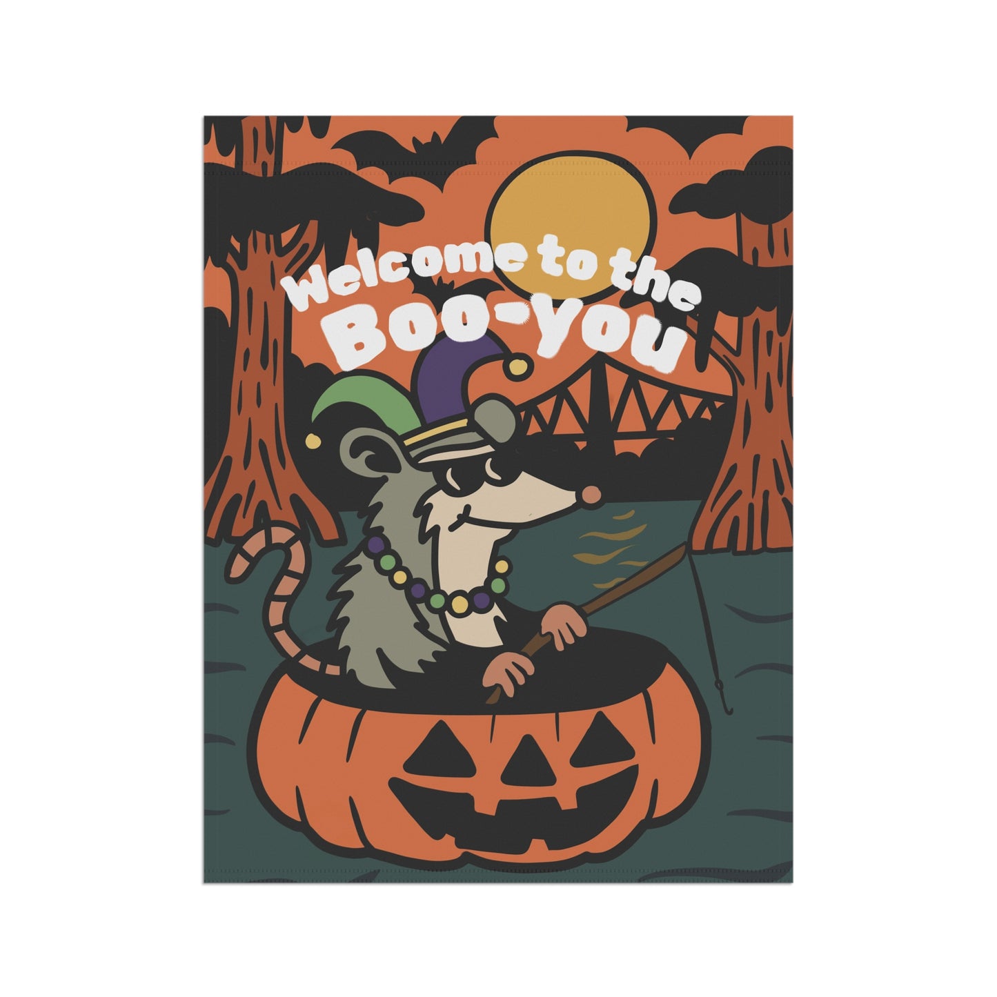 Welcome to the Boo-you, Halloween Garden Flag, Spooky Decor, Fall Outdoor Flag, Pumpkin Vibes, Unique Yard Sign, Bayou, Cajun, New Orleans