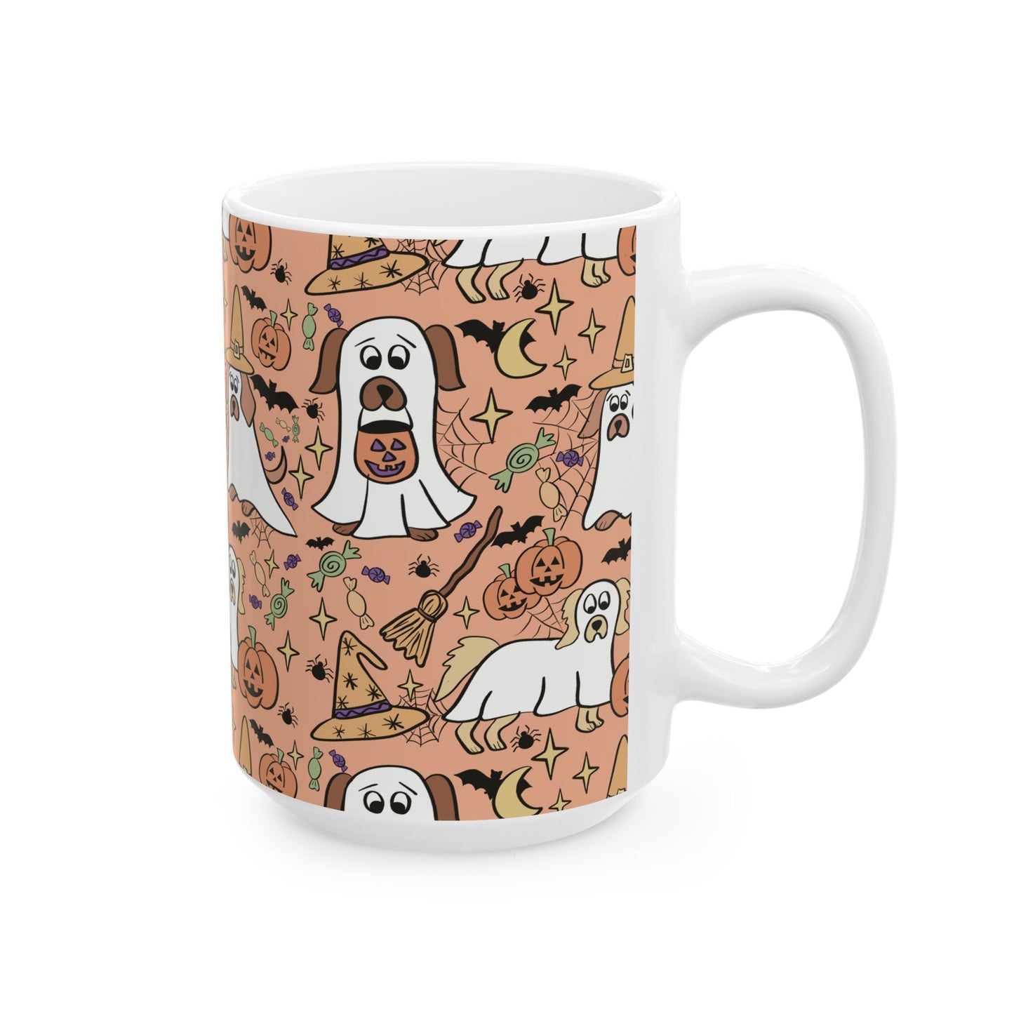 Halloween Dog-Themed Ceramic Mug, Perfect for Spooky Season, Dog Lovers, Halloween Decor, Coffee Cup, Pet Gifts