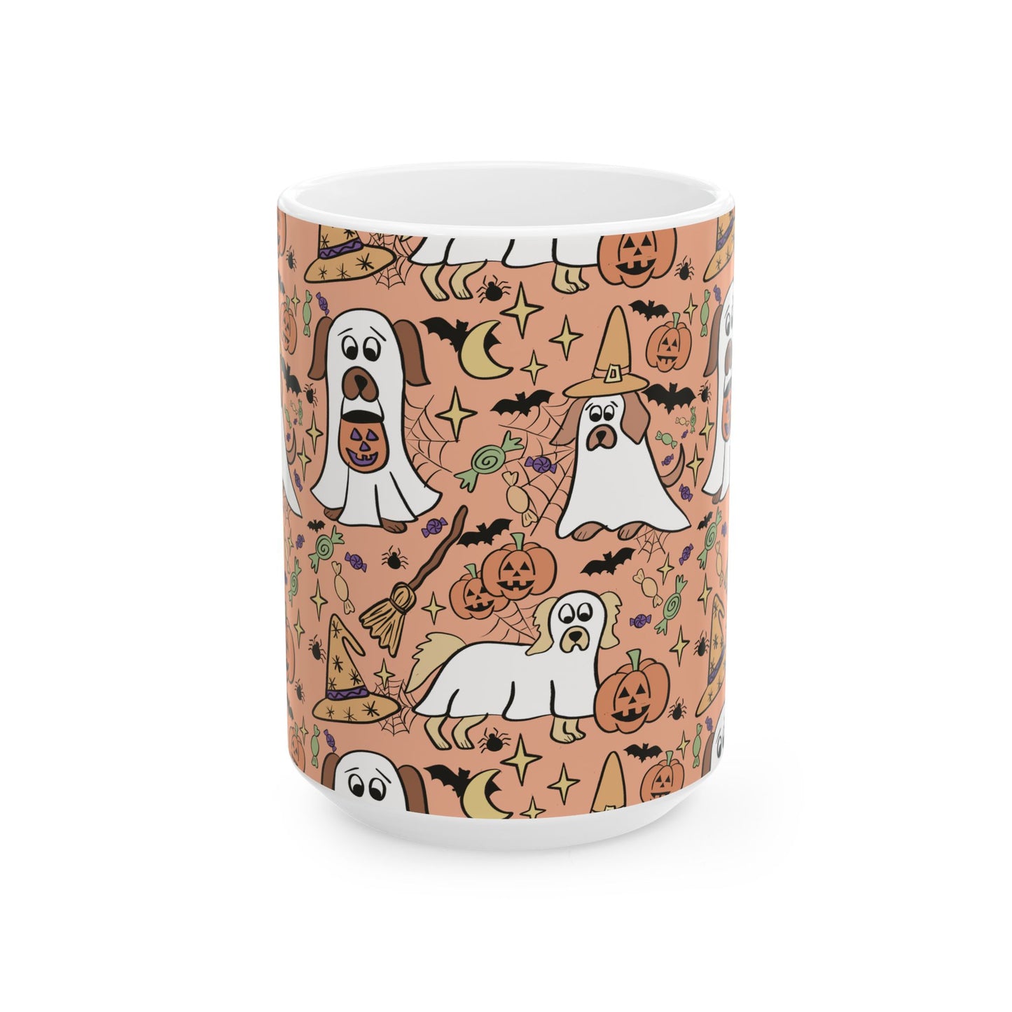 Halloween Dog-Themed Ceramic Mug, Perfect for Spooky Season, Dog Lovers, Halloween Decor, Coffee Cup, Pet Gifts