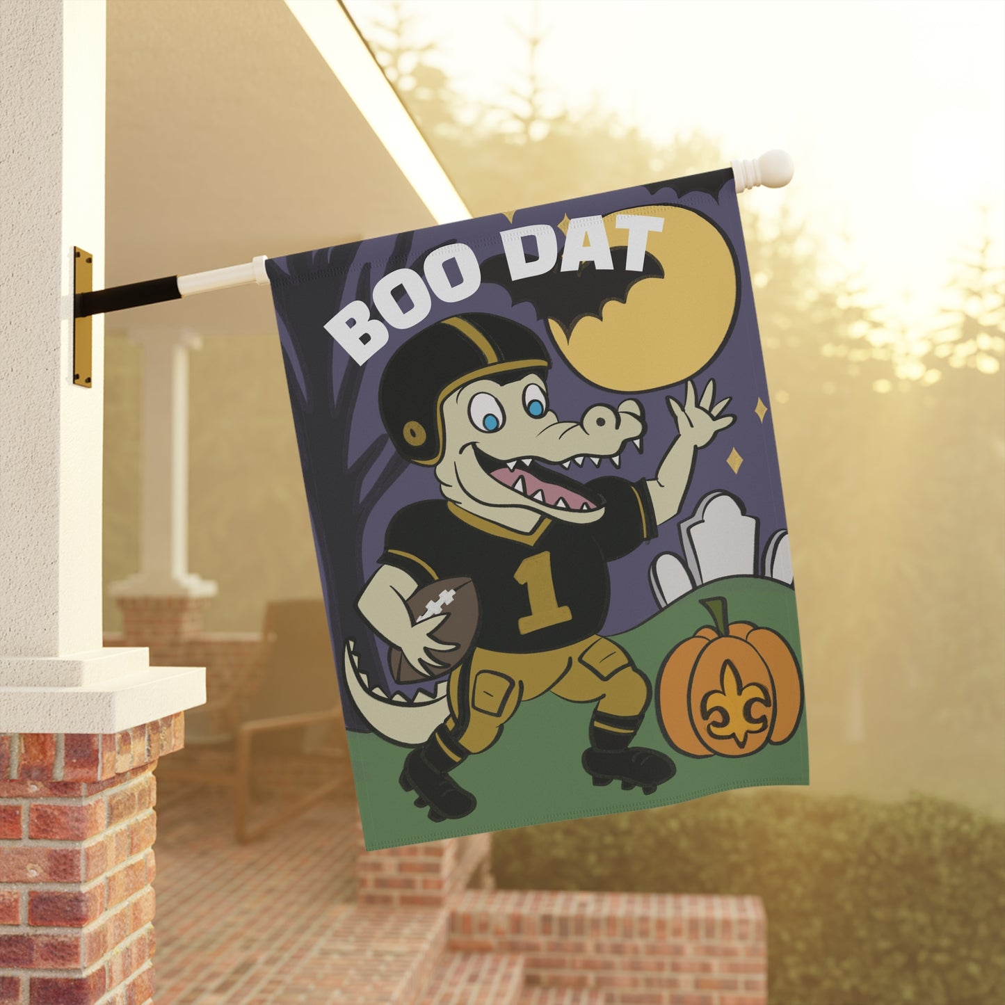 Halloween Garden Banner, Fun Football Decor, Spooky Outdoor Decoration, Trick or Treat Yard Flag, Fall Celebration Banner, Bayou Krewe