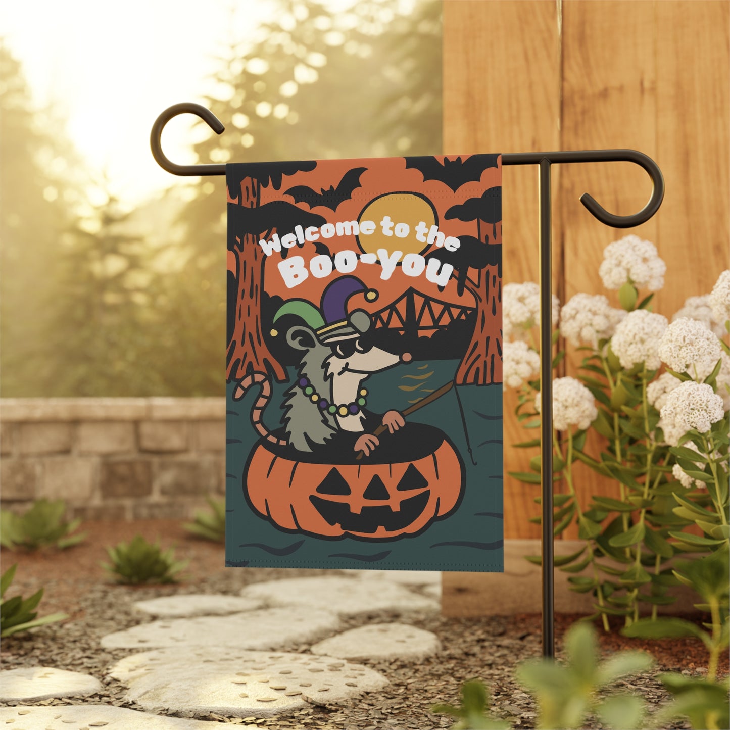 Welcome to the Boo-you, Halloween Garden Flag, Spooky Decor, Fall Outdoor Flag, Pumpkin Vibes, Unique Yard Sign, Bayou, Cajun, New Orleans