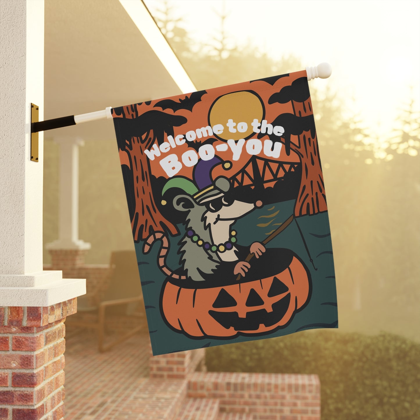 Welcome to the Boo-you, Halloween Garden Flag, Spooky Decor, Fall Outdoor Flag, Pumpkin Vibes, Unique Yard Sign, Bayou, Cajun, New Orleans