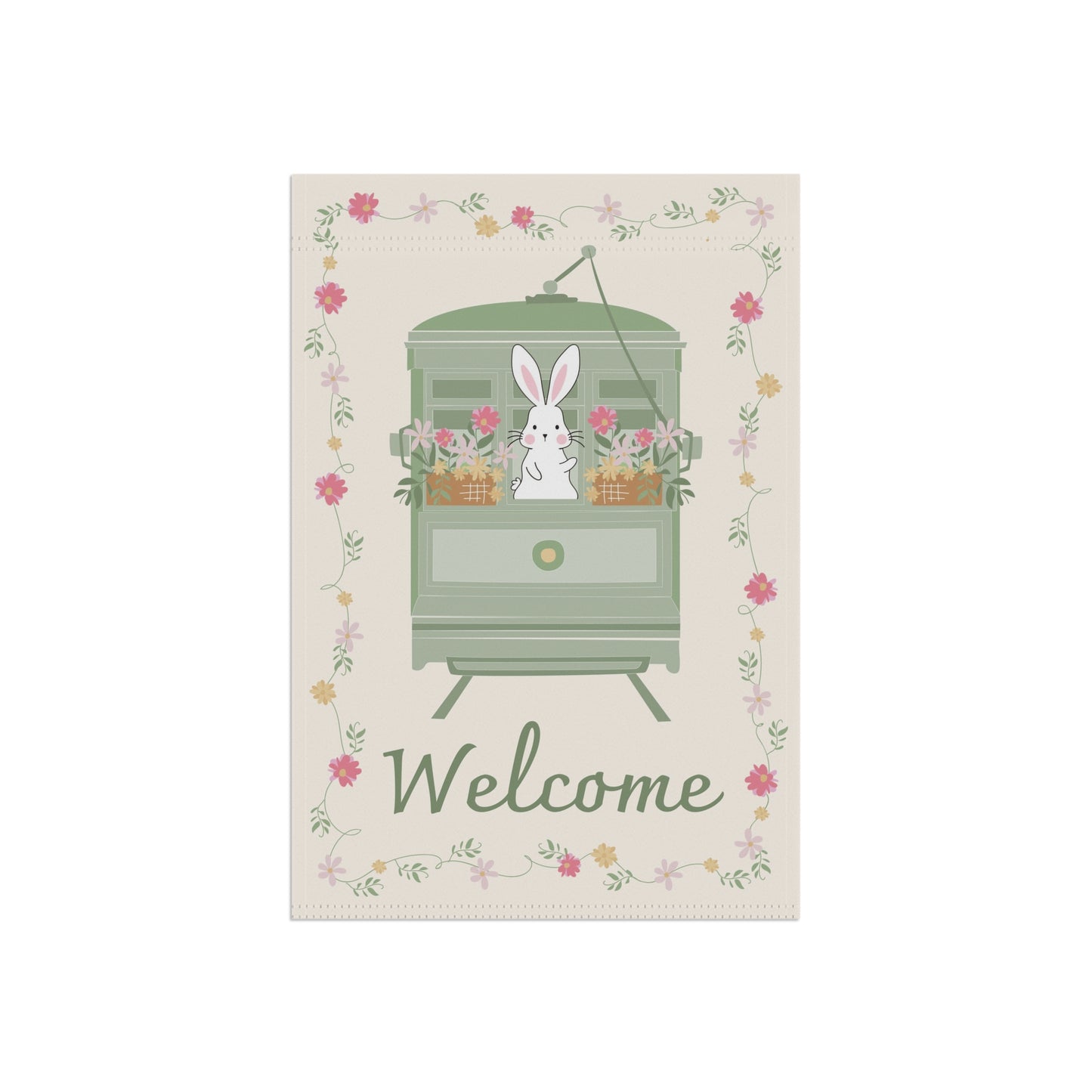 Spring Bunny Garden Banner, Spring Decor, Welcome Flag for Garden, Outdoor Home Decoration, Easter Banner, Floral Yard Sign