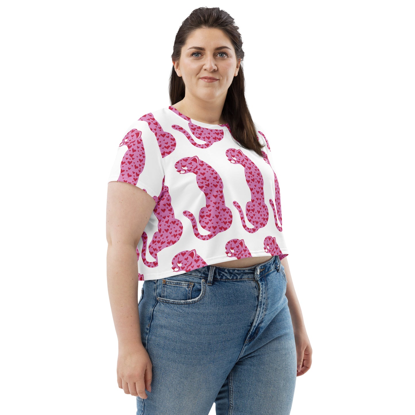 Pink Cheetah All-Over Print Crop Tee