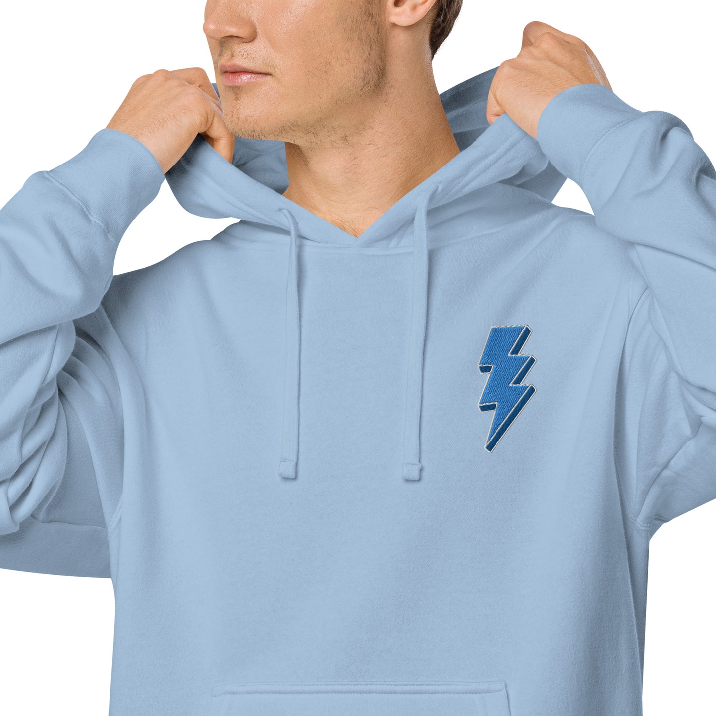Blue Lightning Unisex pigment-dyed hoodie with Embroidery