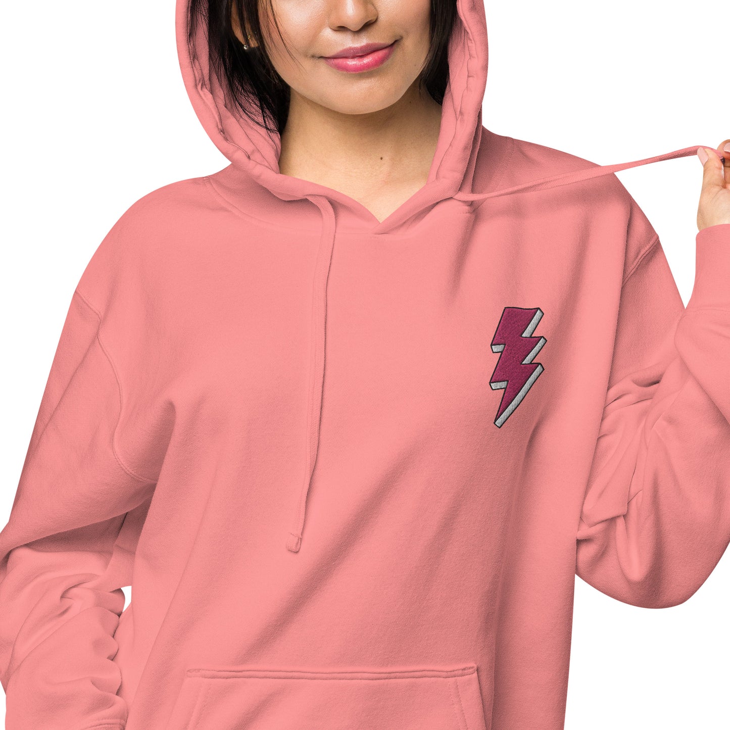 Pink Lightning Unisex Pigment-dyed Hoodie Embroidery