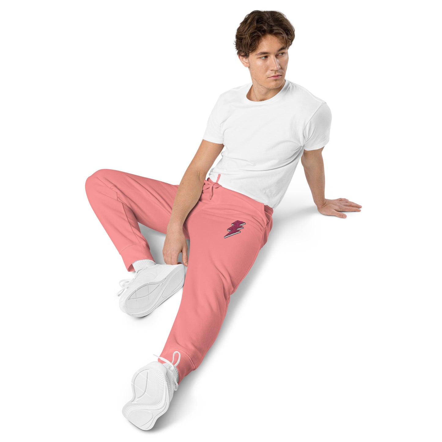 Pink Lightning Unisex Pigment-dyed Sweatpants with Embrodery