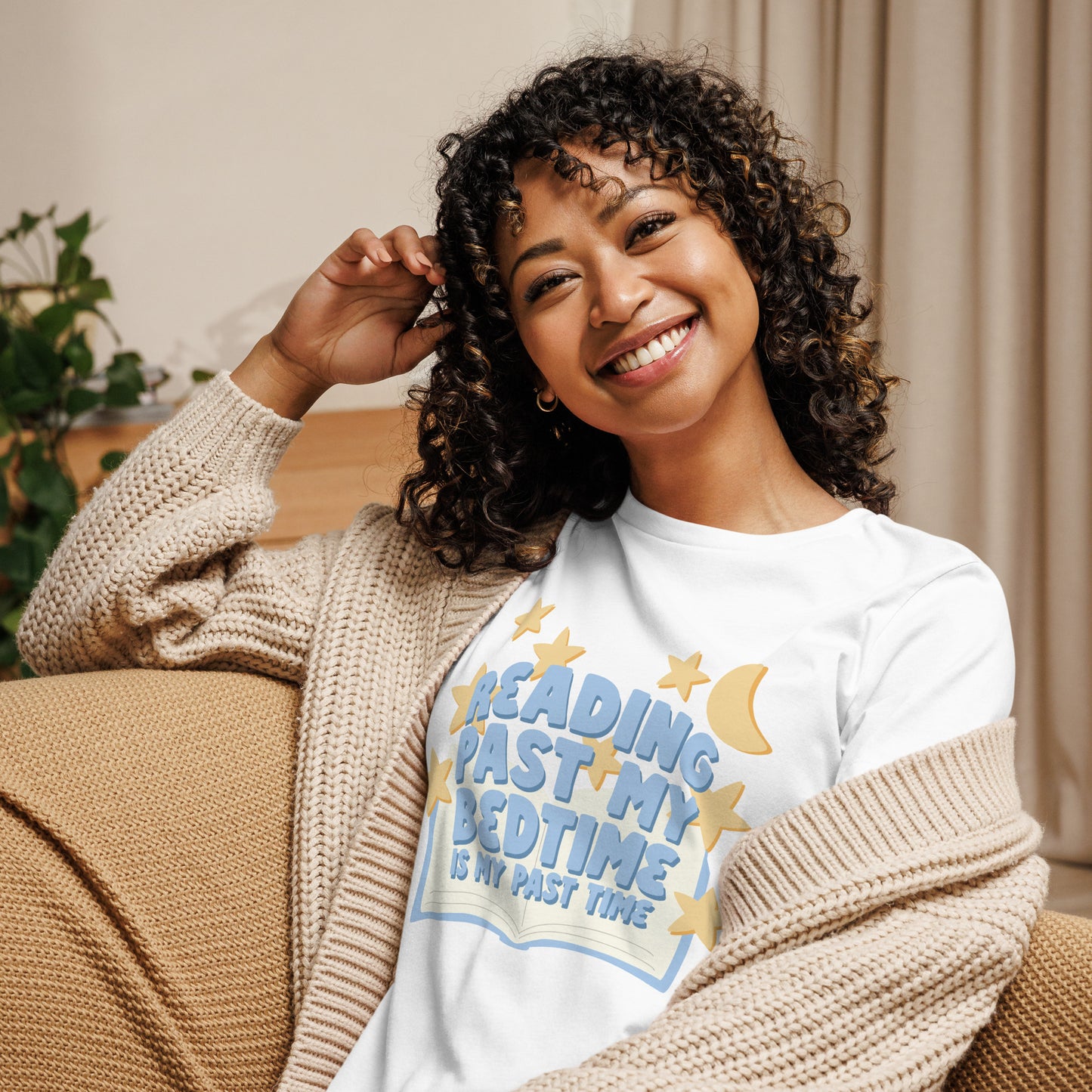 Reading Past My Bedtime - CraftNOLA Tee - Yellow and White