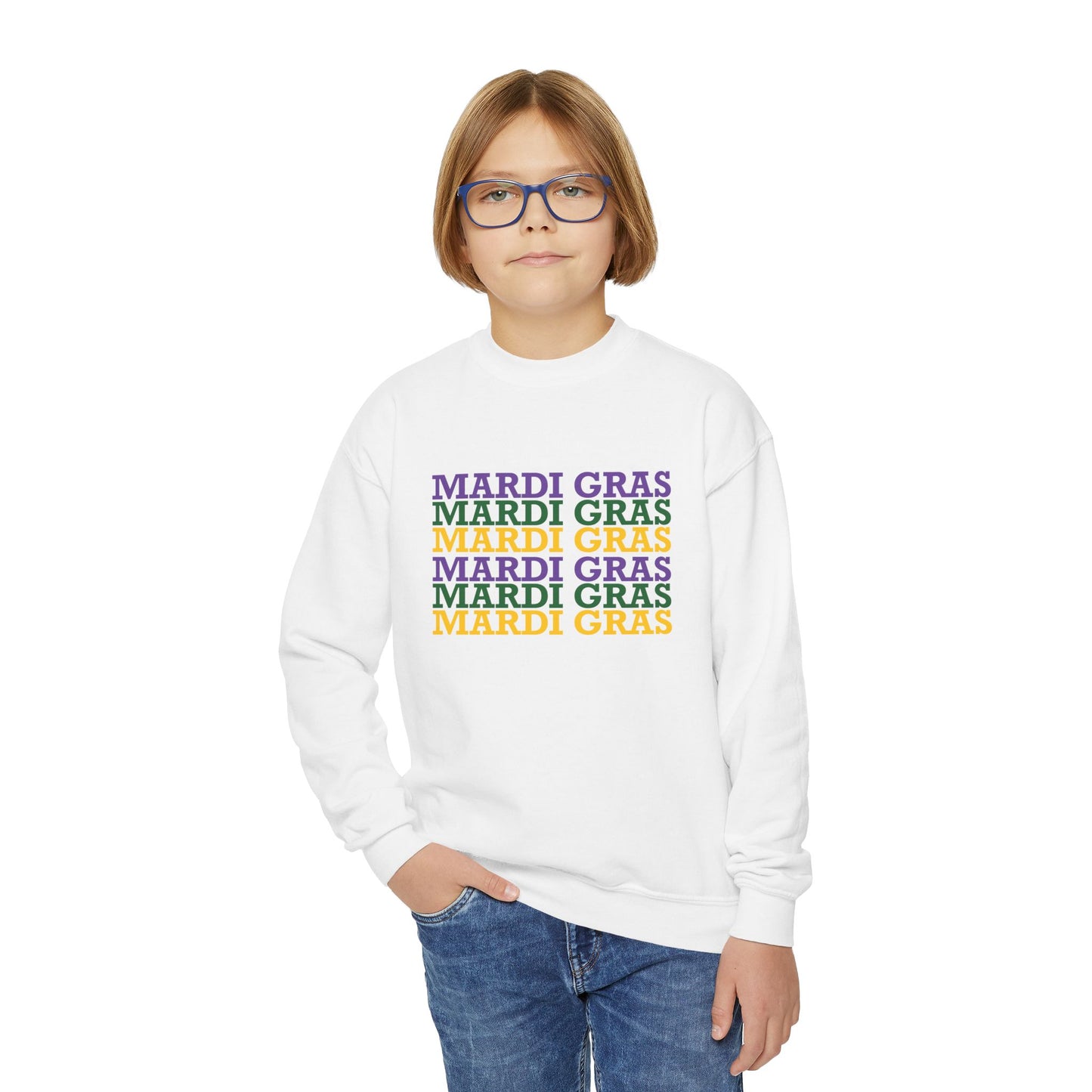 Mardi Gras Youth Crewneck Sweatshirt