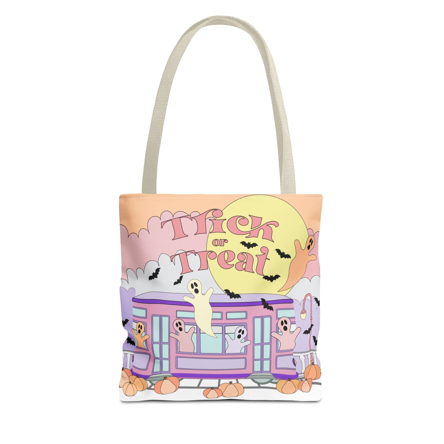 Trick-or-Treat Pastel New Orleans Ghost Tote Bag  Street Car Boo