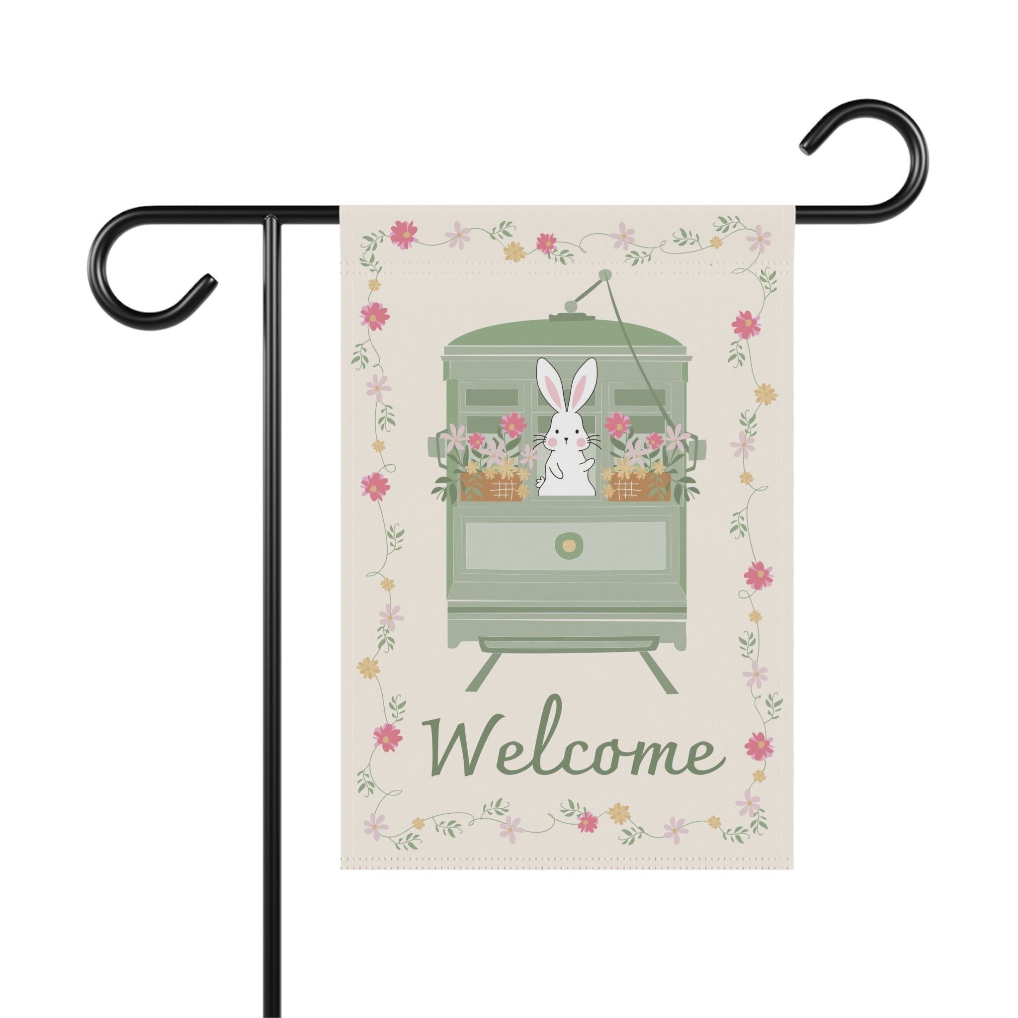 Spring Bunny Garden Banner - Welcome Flag for Garden