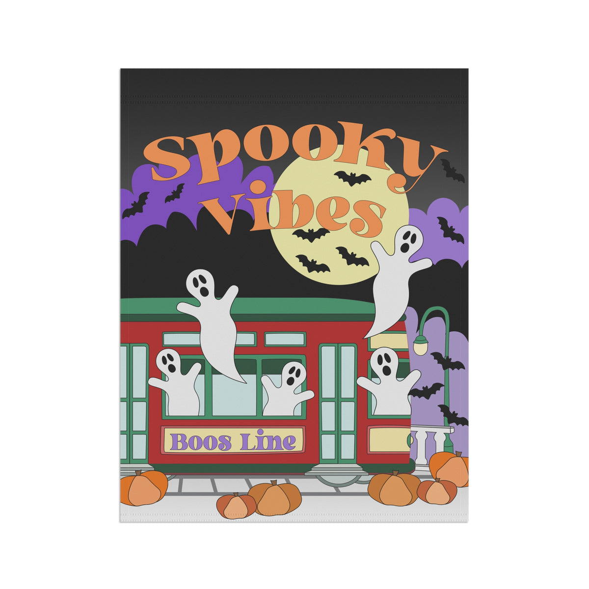 Spooky Vibes Streetcar – Garden & House Banner (New Orleans Halloween)