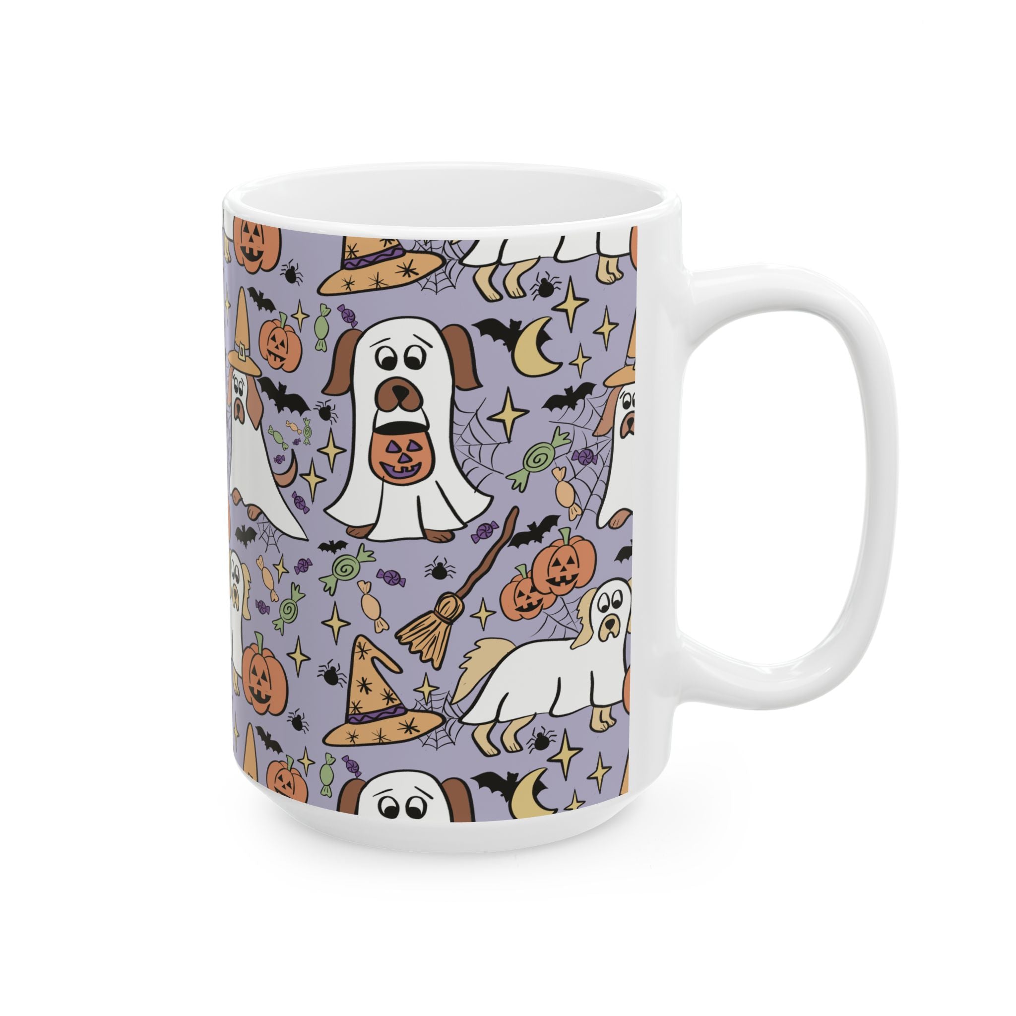 Adorable Halloween Dog Ceramic Mug, Cute Ghostly Dogs on Purple, Halloween Decor, Dog Lover Gift, Spooky Season Mug, Trick or Treat [...]