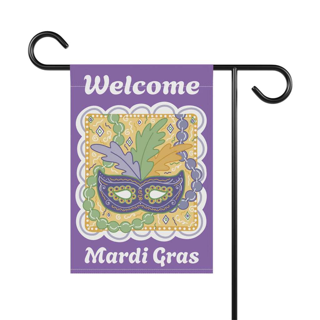 Mardi Gras Mask Welcome Garden Flag