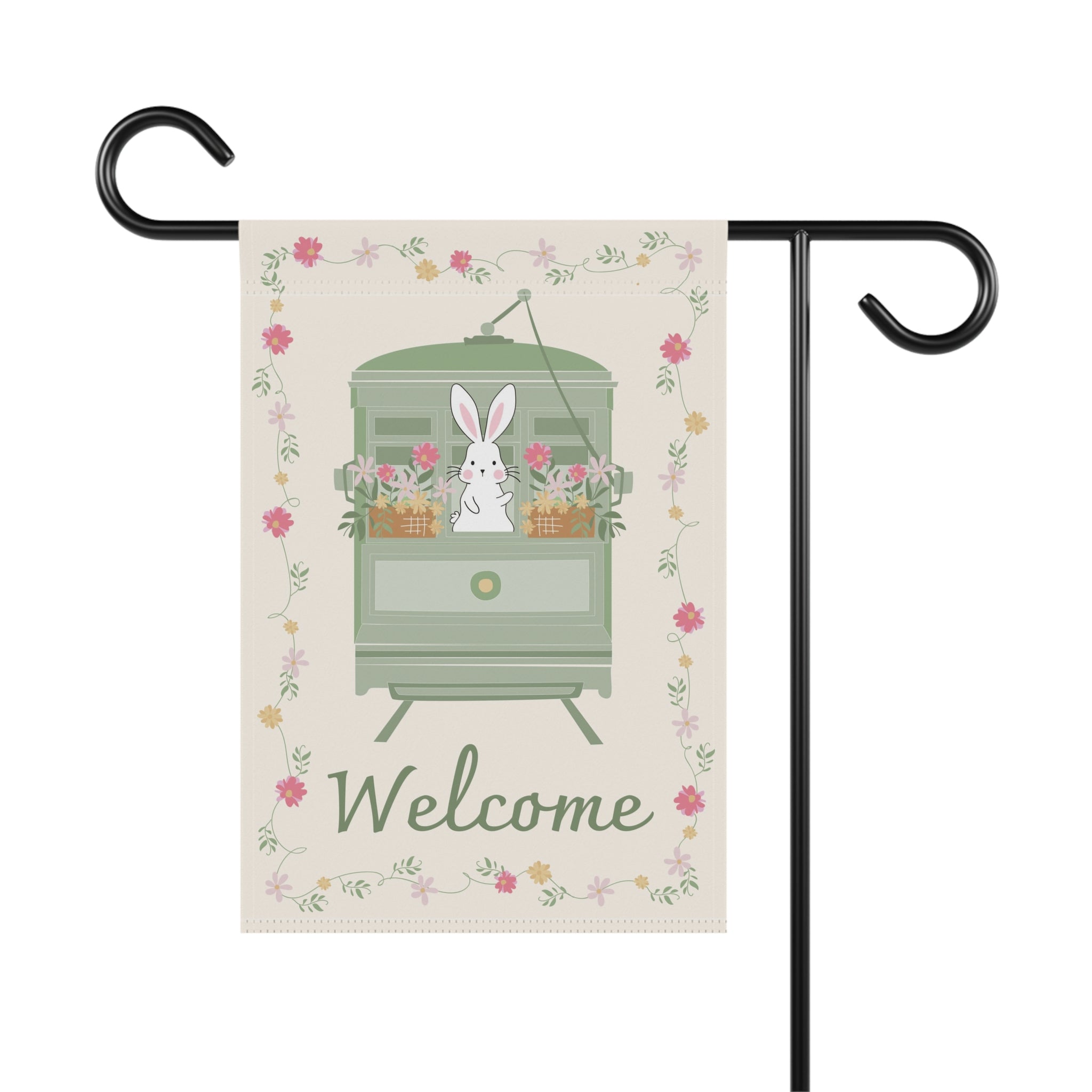 Spring Bunny Garden Banner - Welcome Flag for Garden