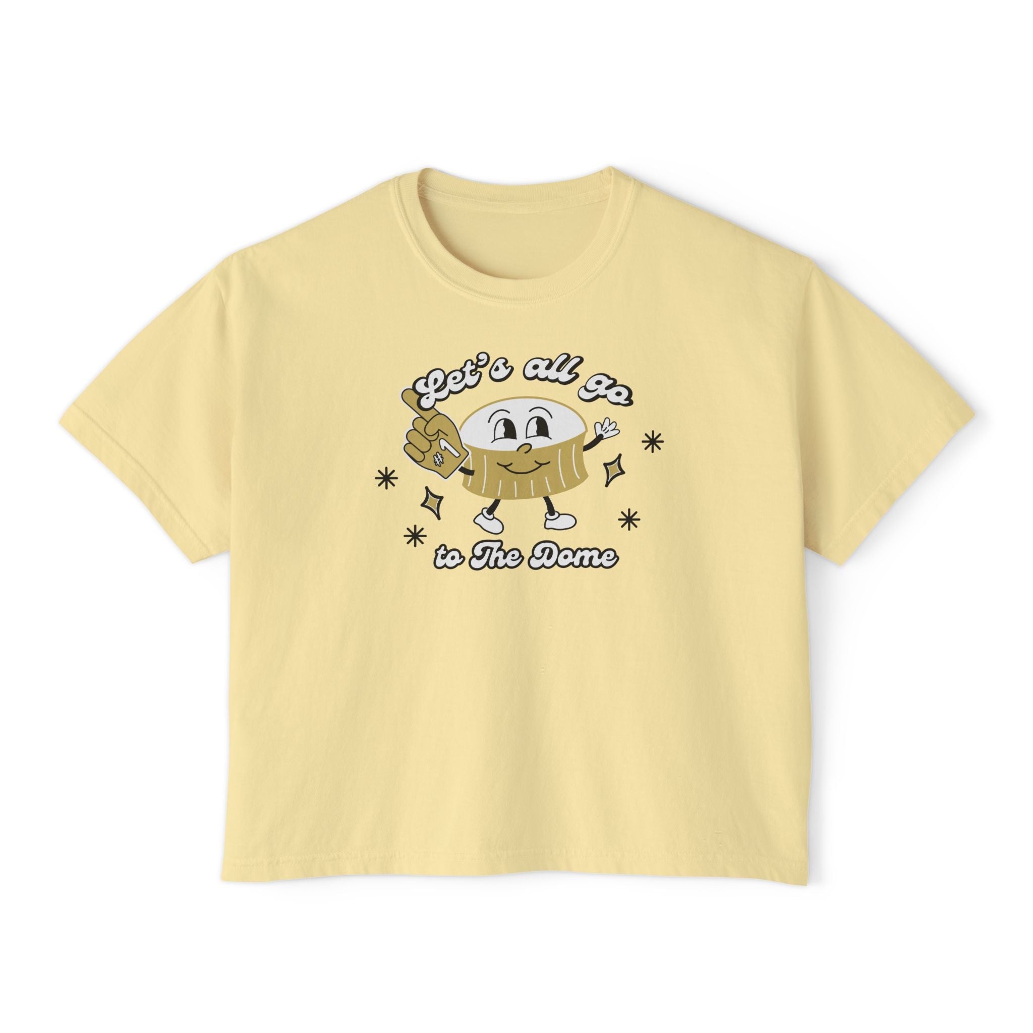Retro New Orleans Superdome Short Woman's Boxy Tee for Saints Football Fans Let's all go to the Dome Graphic T-shirt