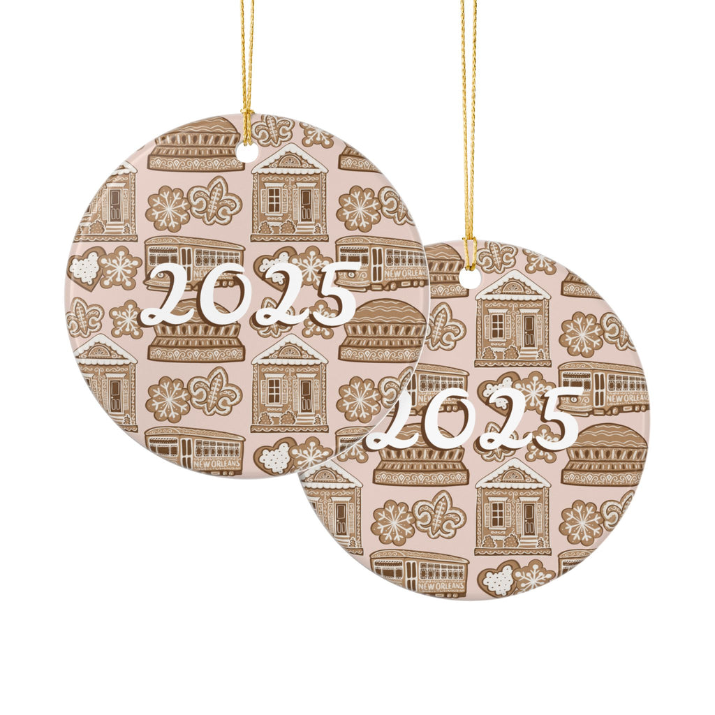 2025 New Orleans Christmas Ceramic Ornaments (2-Side Print)