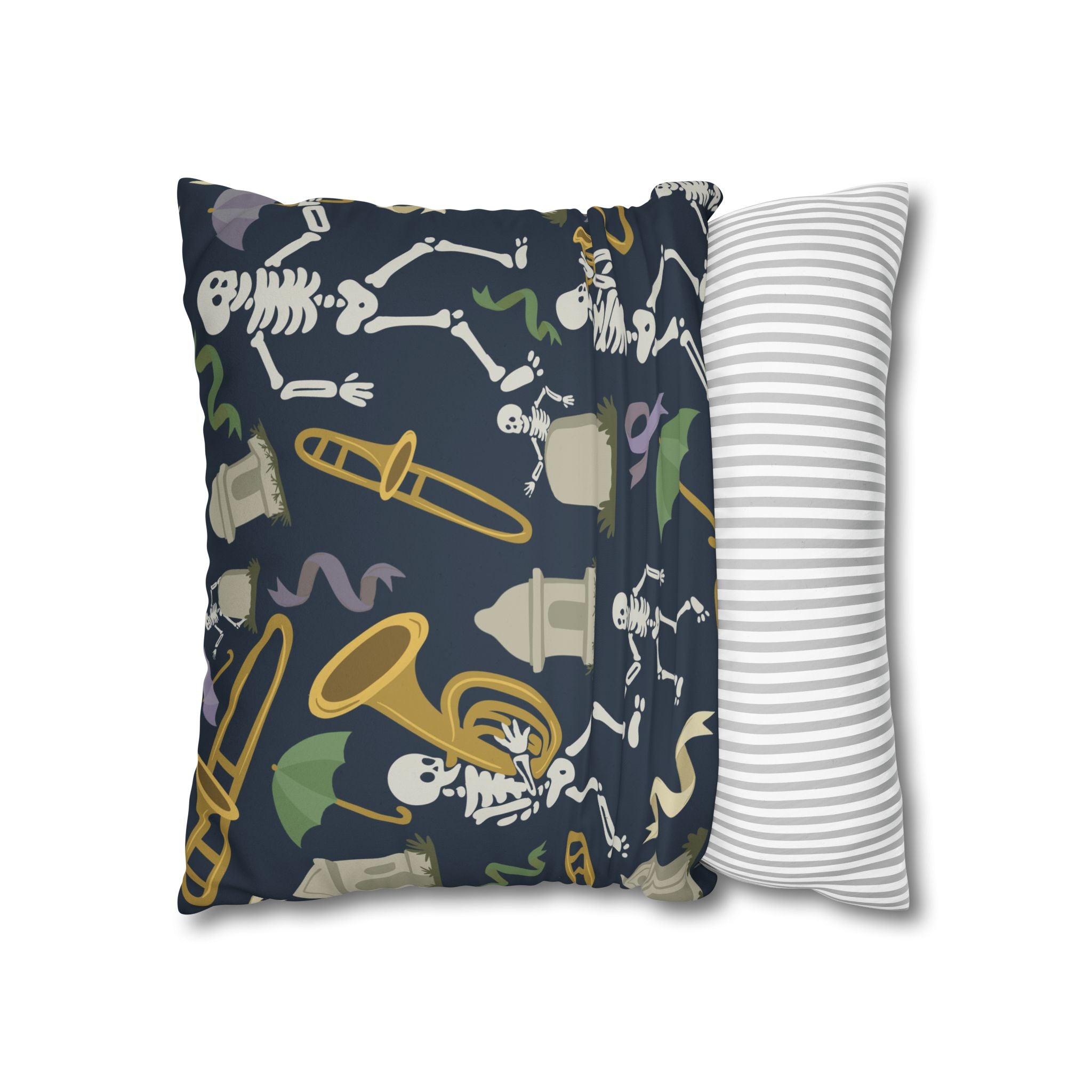 Spooky Skeleton Jazz Pillowcase, Halloween Decor, Decorative Cushion Cover, Fun Home Accessories, Seasonal Throw Pillow