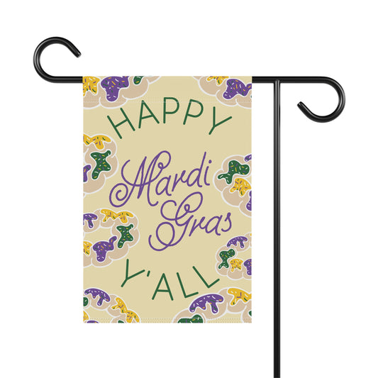 Happy Mardi Gras Y'all - Garden Flag - Yellow