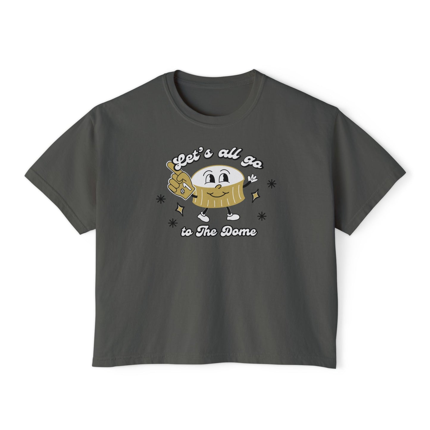 Retro New Orleans Superdome Short Woman's Boxy Tee for Saints Football Fans Let's all go to the Dome Graphic T-shirt