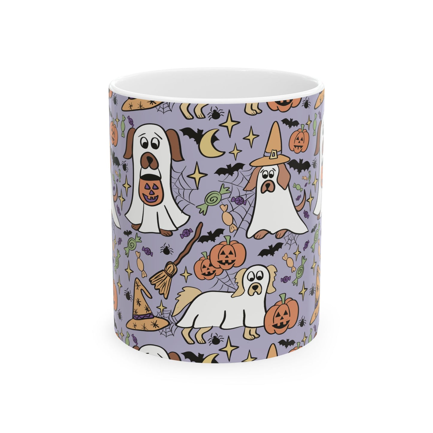 Adorable Halloween Dog Ceramic Mug, Cute Ghostly Dogs on Purple, Halloween Decor, Dog Lover Gift, Spooky Season Mug, Trick or Treat [...]