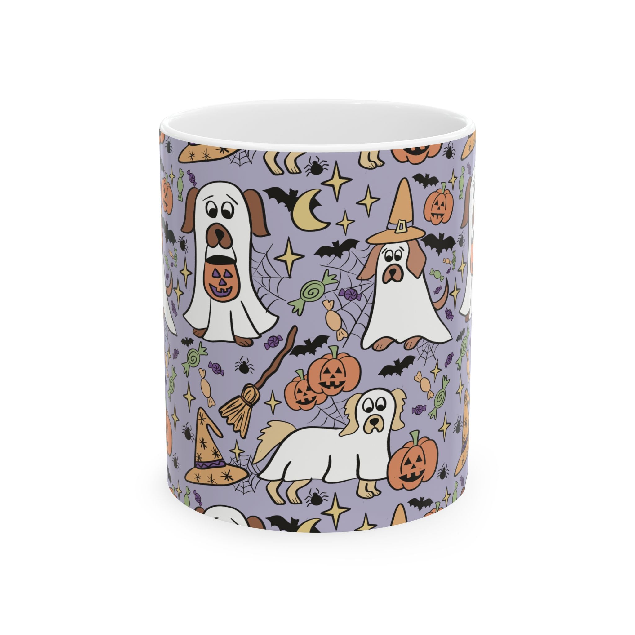 Adorable Halloween Dog Ceramic Mug, Cute Ghostly Dogs on Purple, Halloween Decor, Dog Lover Gift, Spooky Season Mug, Trick or Treat [...]