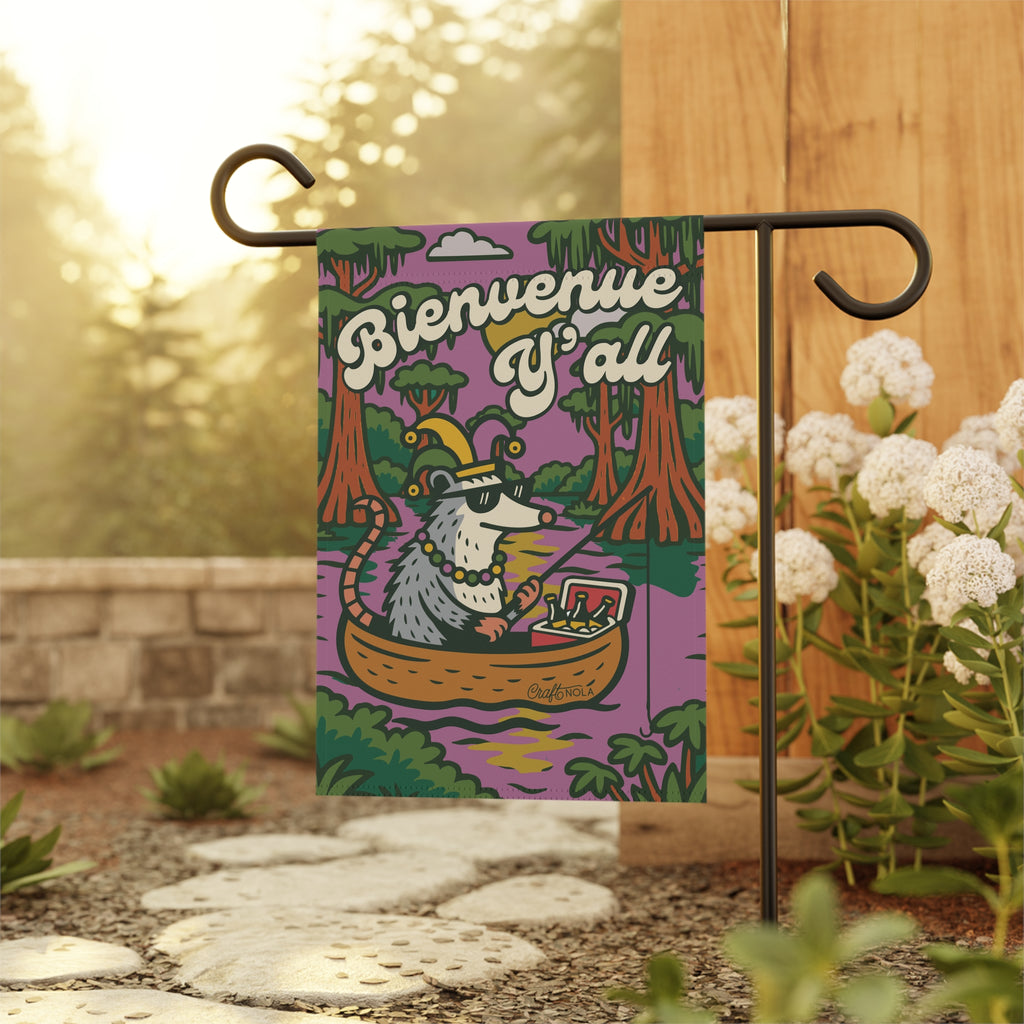 Cajun Possum Garden Banner, Festive Outdoor Decor, Bienvenue, Summer Home Decoration, possum Design, Bayou Krewe Collection