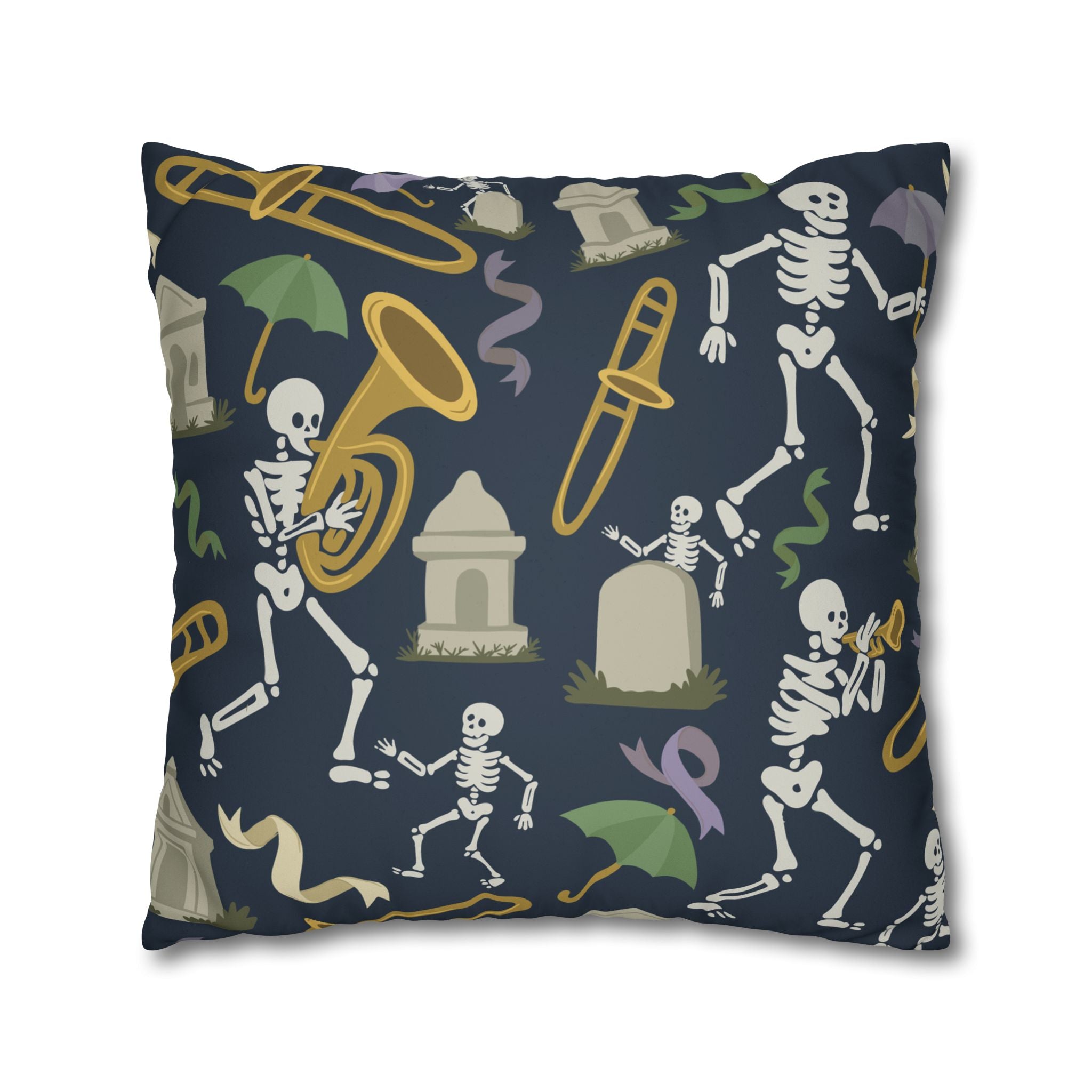 Spooky Skeleton Jazz Pillowcase, Halloween Decor, Decorative Cushion Cover, Fun Home Accessories, Seasonal Throw Pillow