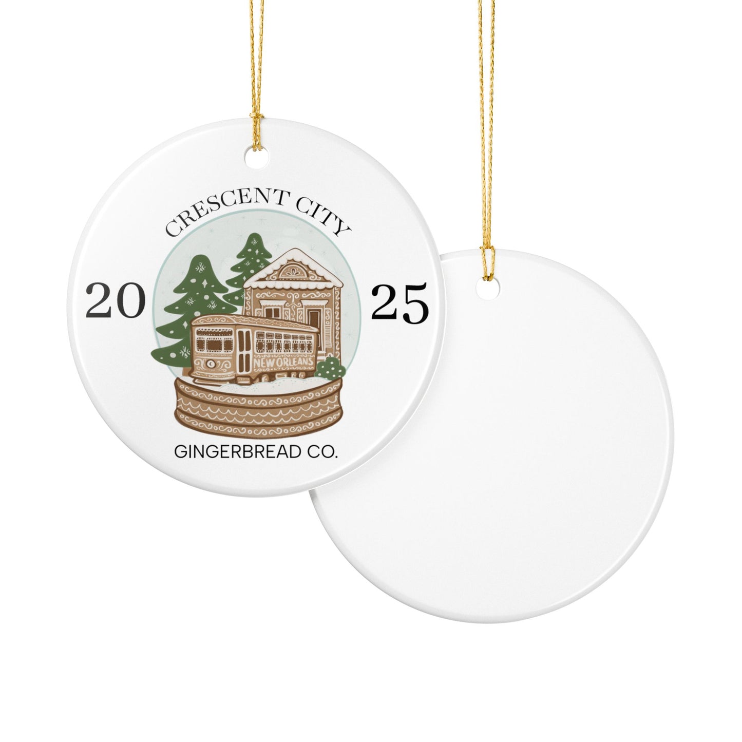 Crescent City 2025 Gingerbread Streetcar Ornament | New Orleans Ceramic Decoration