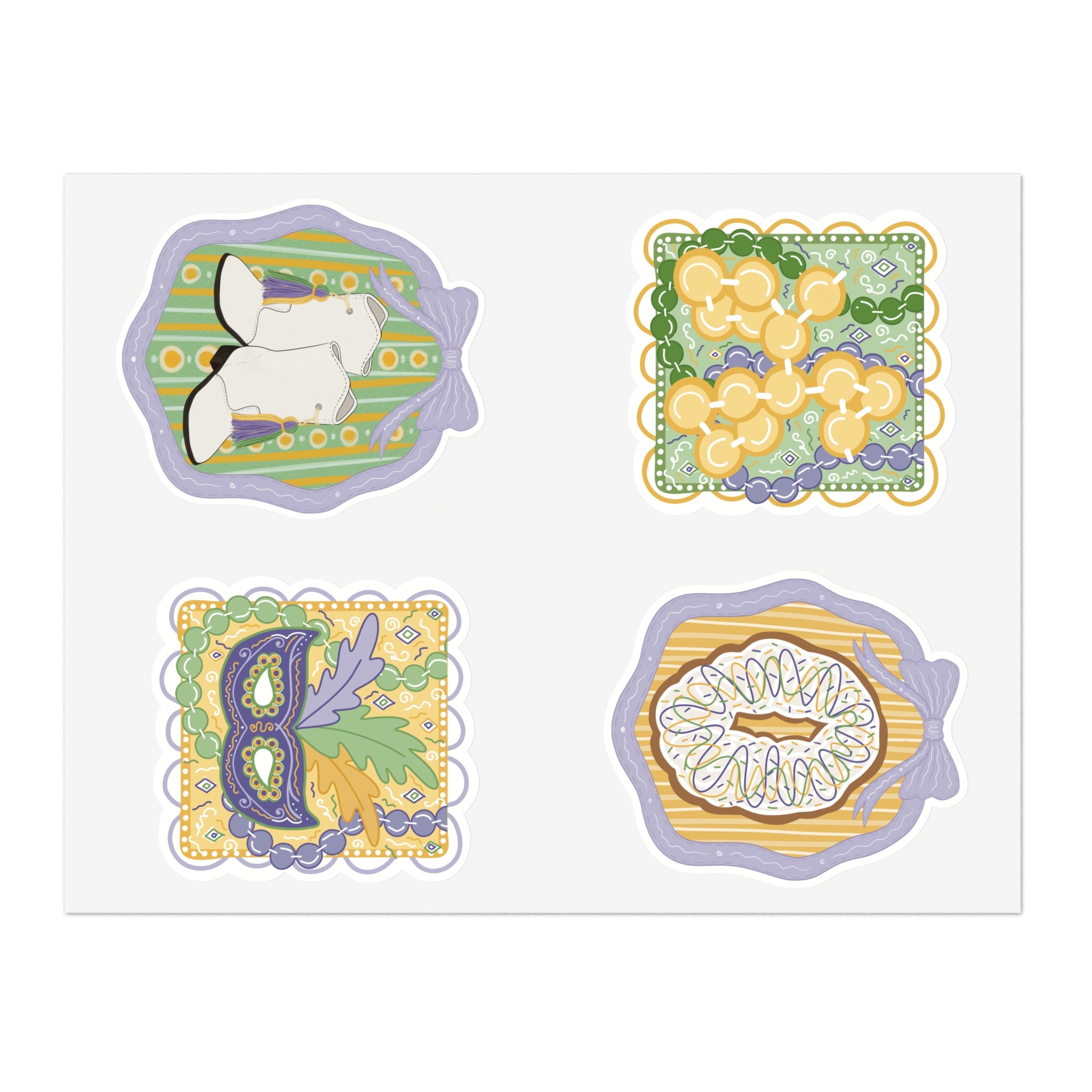 Mardi Gras Sticker Sheet — Cute Pastel carnival Decorative Stickers