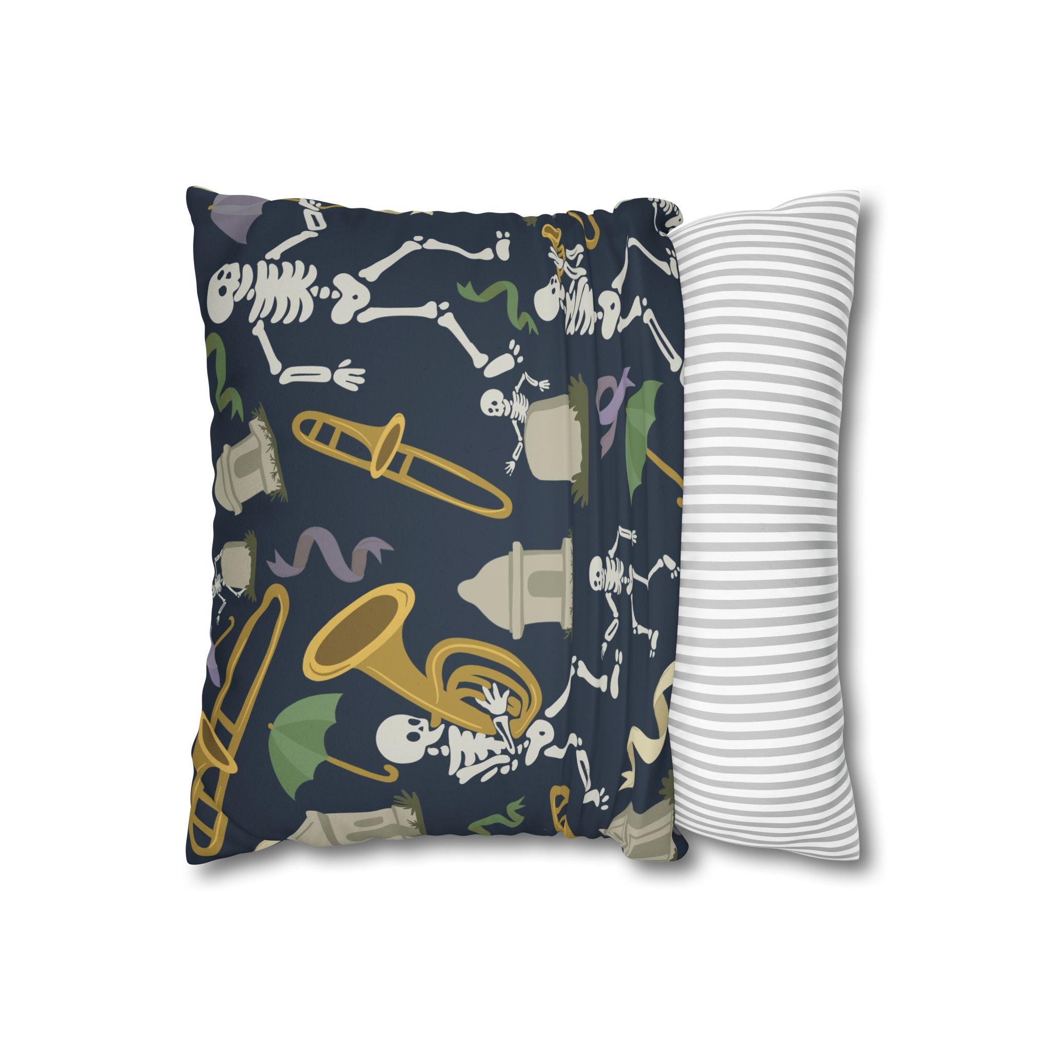 Spooky Skeleton Jazz Pillowcase, Halloween Decor, Decorative Cushion Cover, Fun Home Accessories, Seasonal Throw Pillow