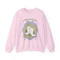 Mardi Gras of White majorette Boots Illustration Sweatshirt | Retro Floral Badge, Pastel mardi gras Design