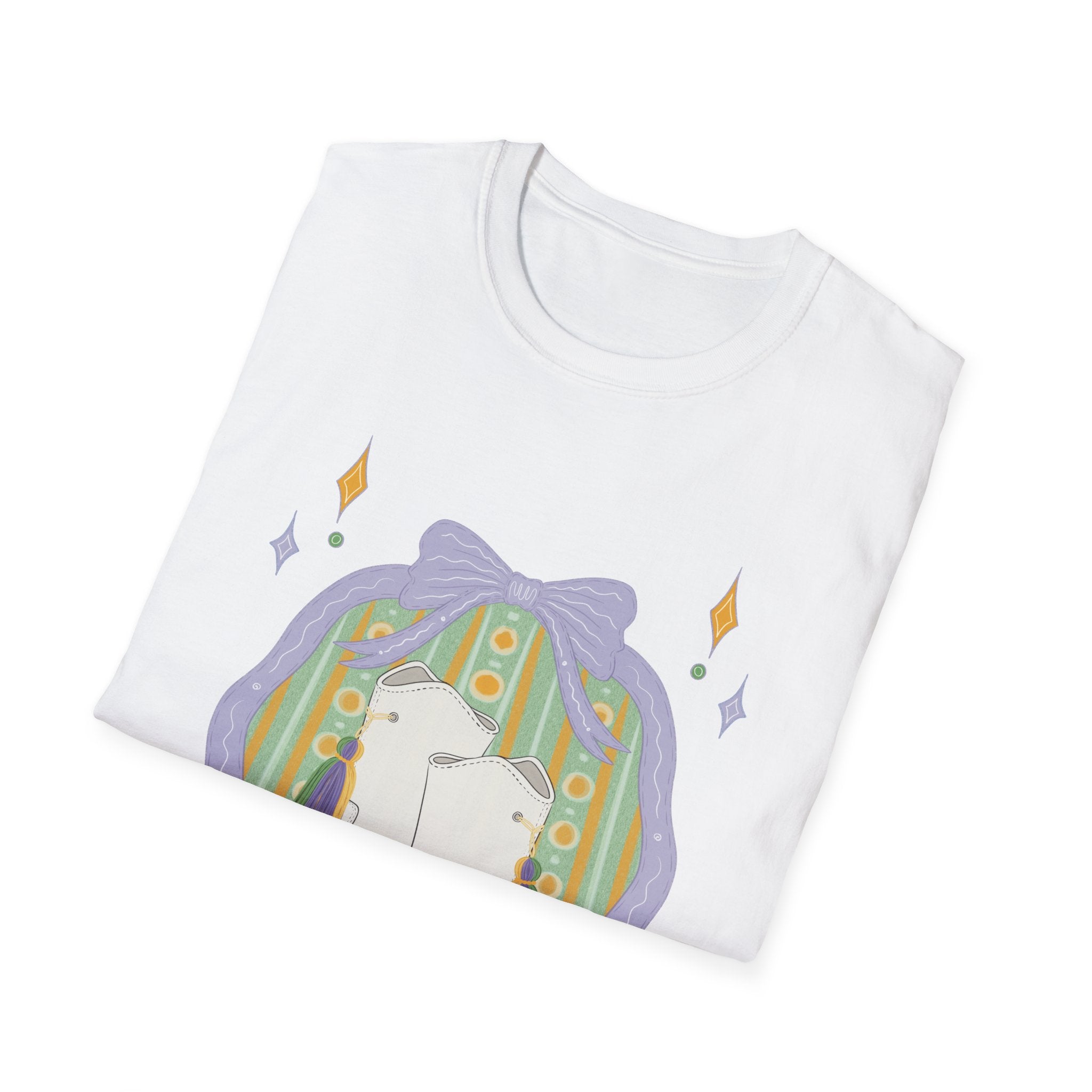 Dancing Boots Illustration T-Shirt | Retro Frame, Pastel Stars