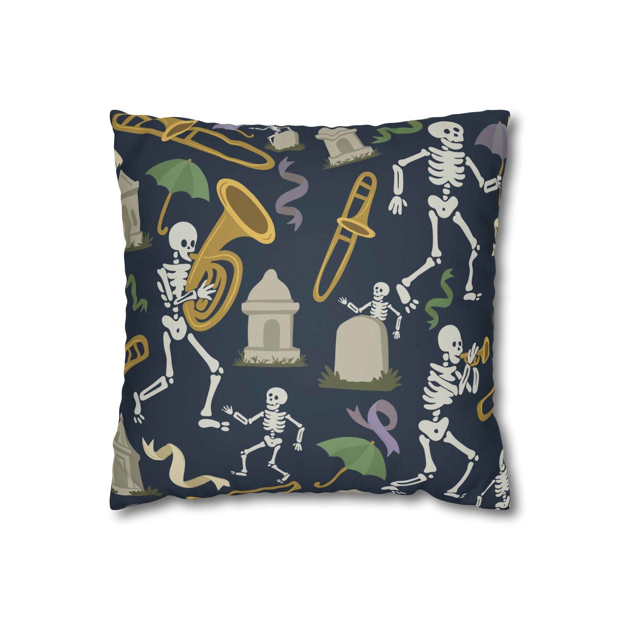 Spooky Skeleton Jazz Pillowcase, Halloween Decor, Decorative Cushion Cover, Fun Home Accessories, Seasonal Throw Pillow