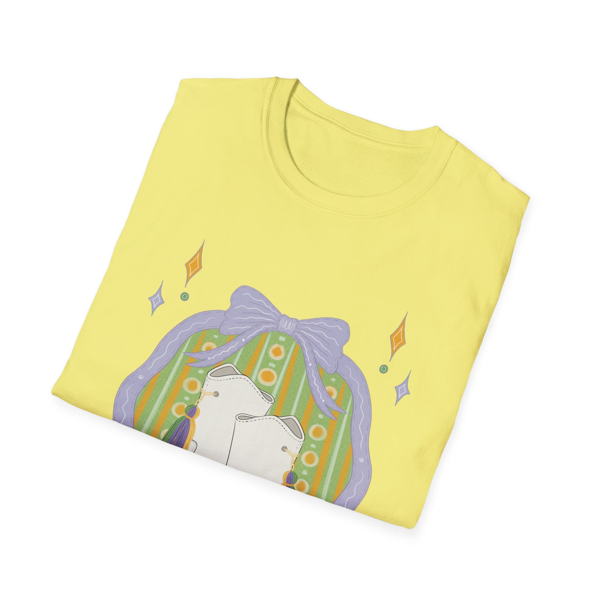 Dancing Boots Illustration T-Shirt | Retro Frame, Pastel Stars