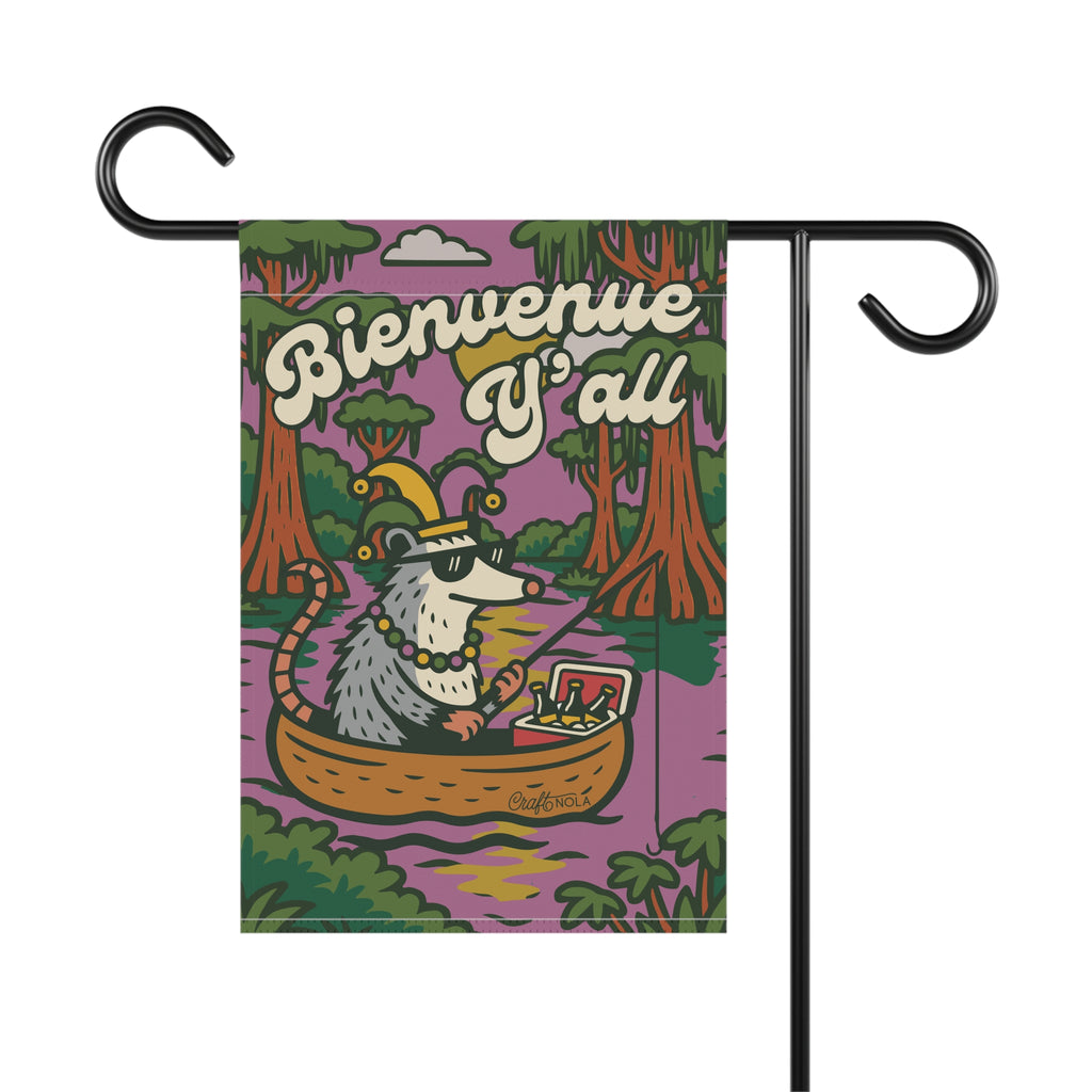 Cajun Possum Garden Banner, Festive Outdoor Decor, Bienvenue, Summer Home Decoration, possum Design, Bayou Krewe Collection