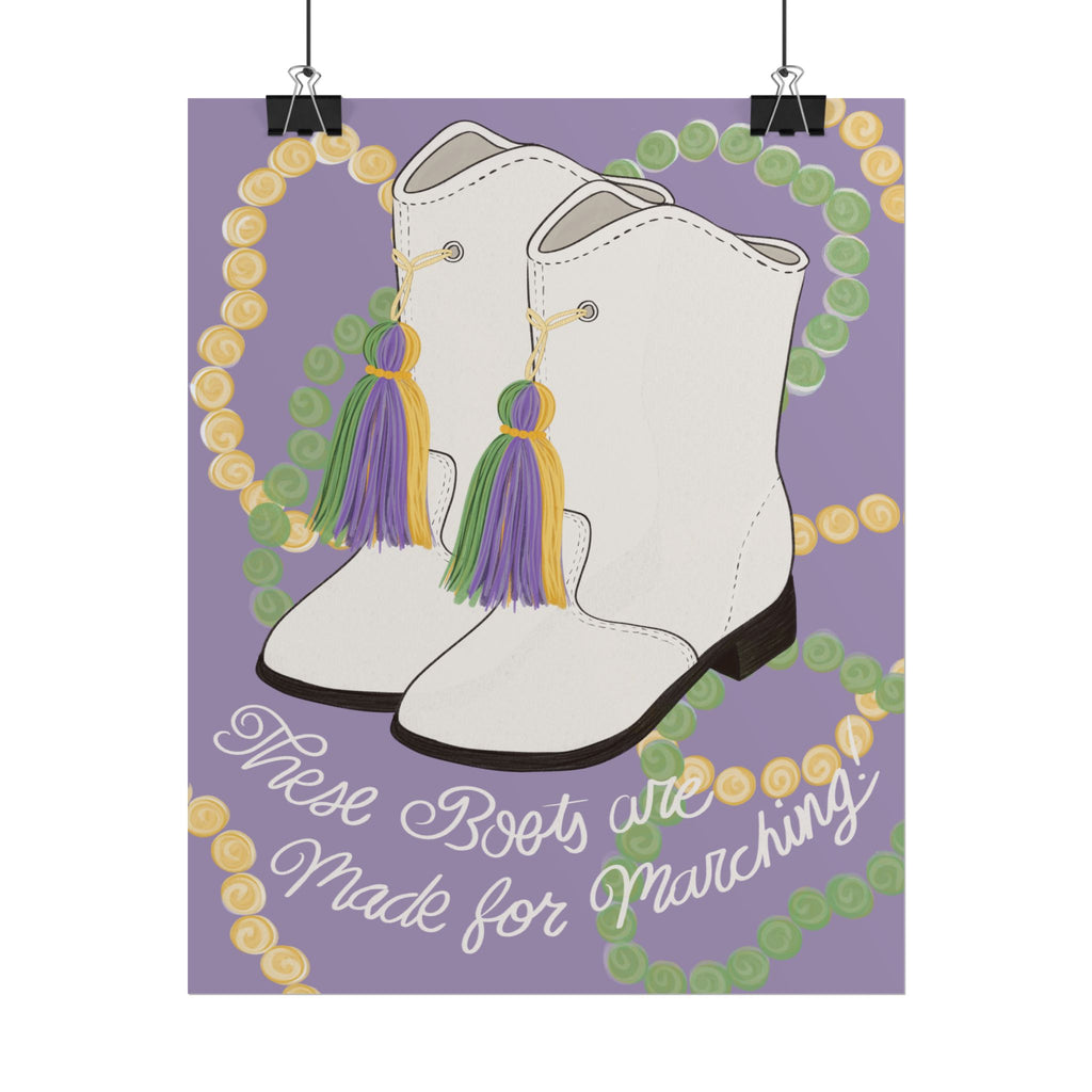 Mardi Gras Parade Boots rolled poster | These Boots Are Made for Marching poster