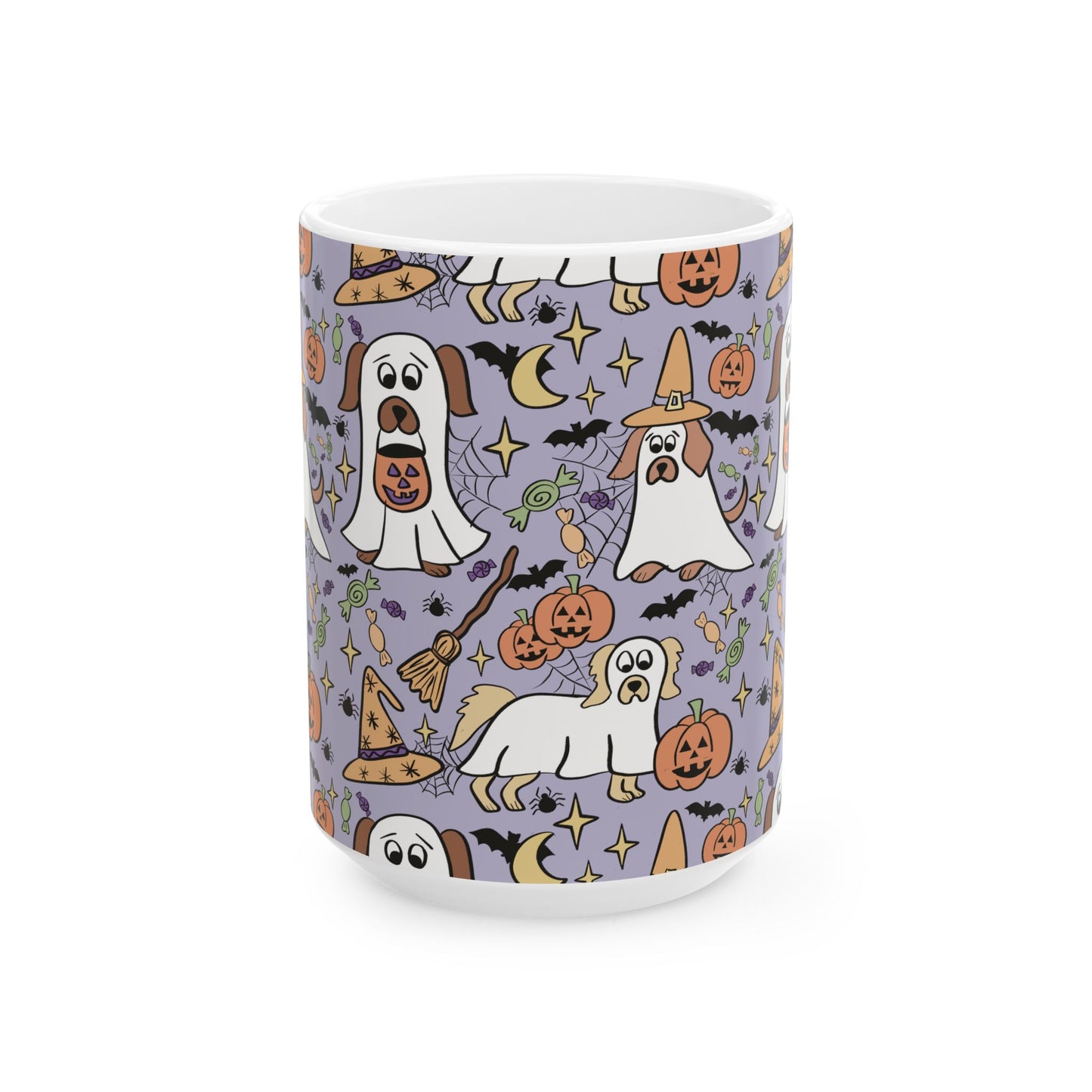Adorable Halloween Dog Ceramic Mug, Cute Ghostly Dogs on Purple, Halloween Decor, Dog Lover Gift, Spooky Season Mug, Trick or Treat [...]