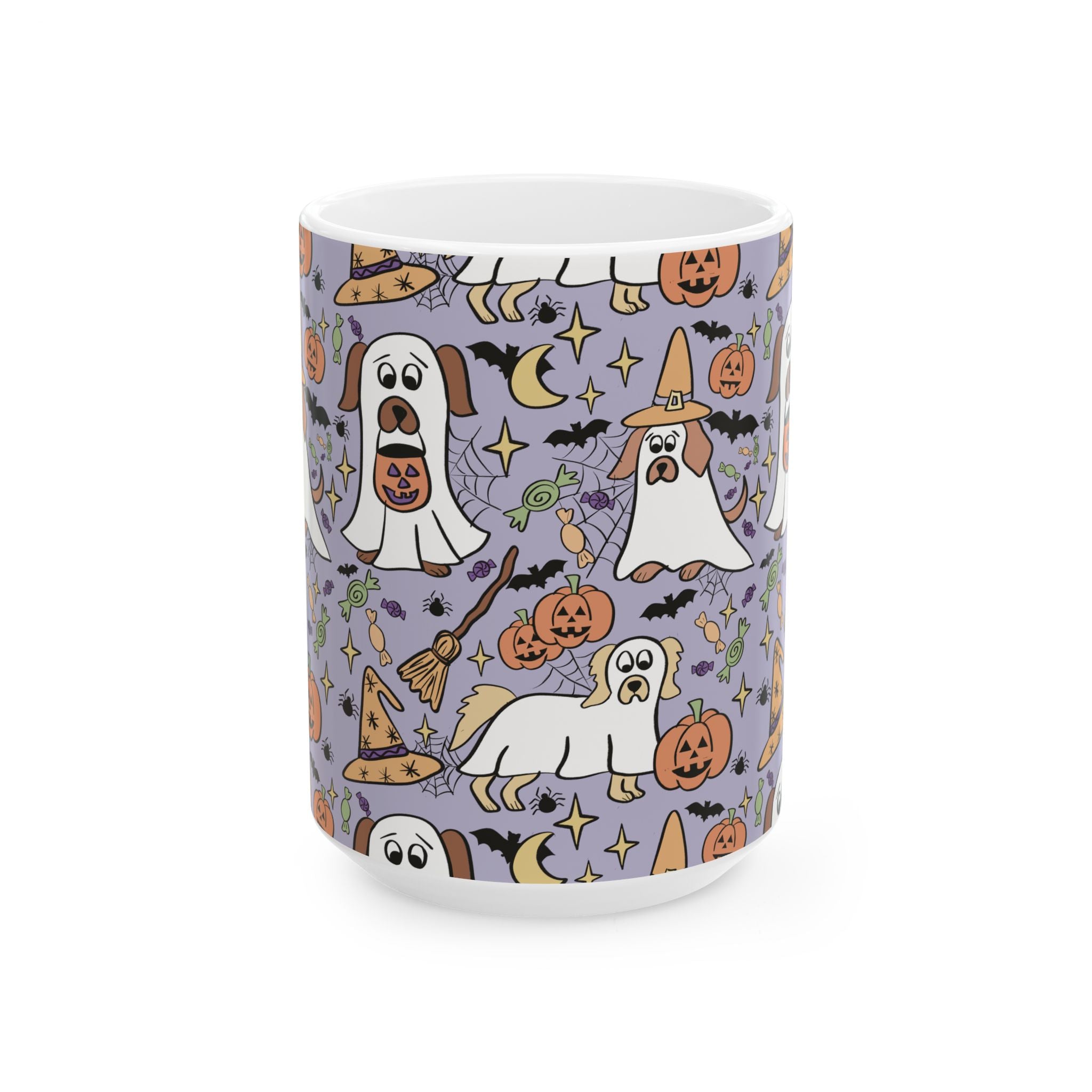 Adorable Halloween Dog Ceramic Mug, Cute Ghostly Dogs on Purple, Halloween Decor, Dog Lover Gift, Spooky Season Mug, Trick or Treat [...]