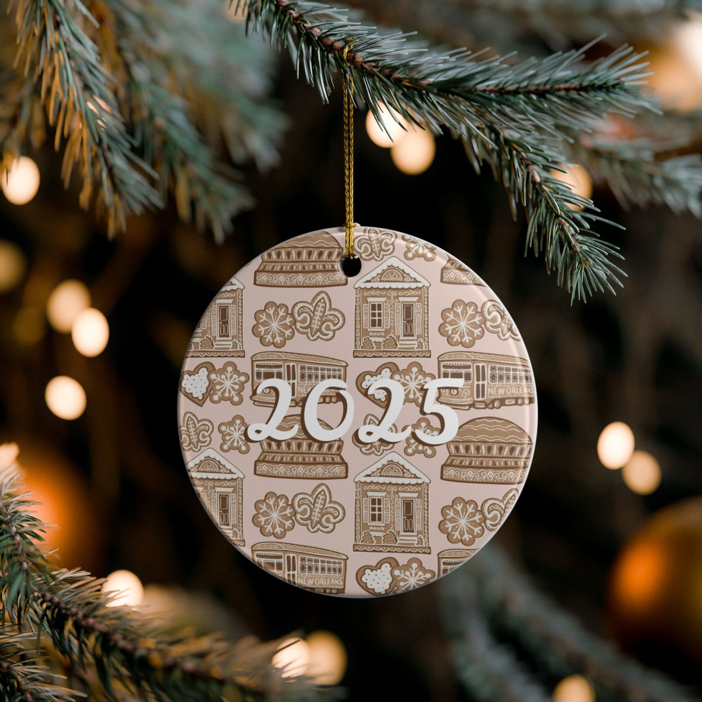 2025 New Orleans Christmas Ceramic Ornaments (2-Side Print)