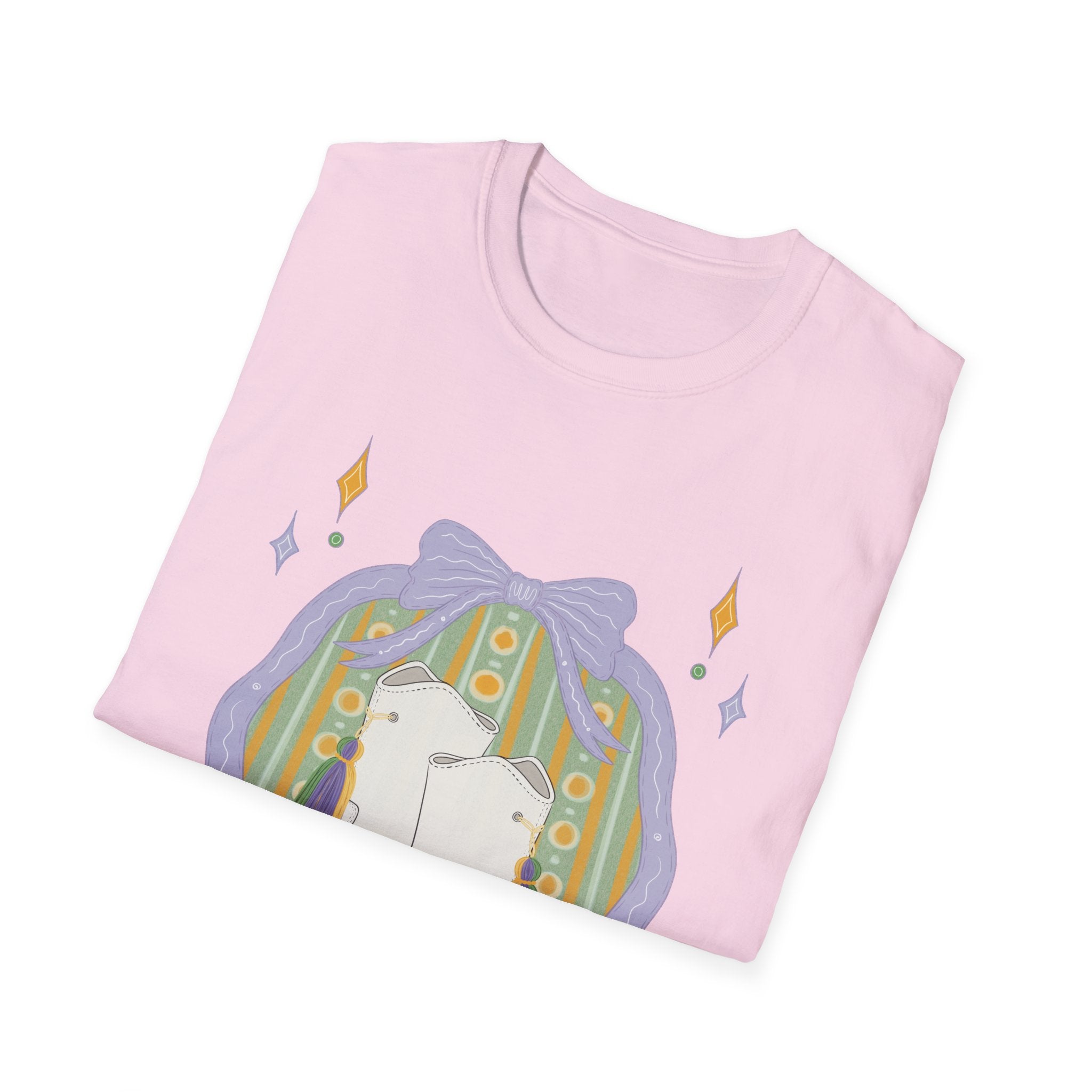 Dancing Boots Illustration T-Shirt | Retro Frame, Pastel Stars