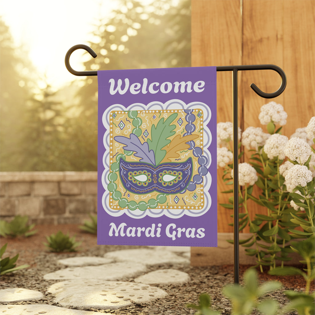 Mardi Gras Mask Welcome Garden Flag