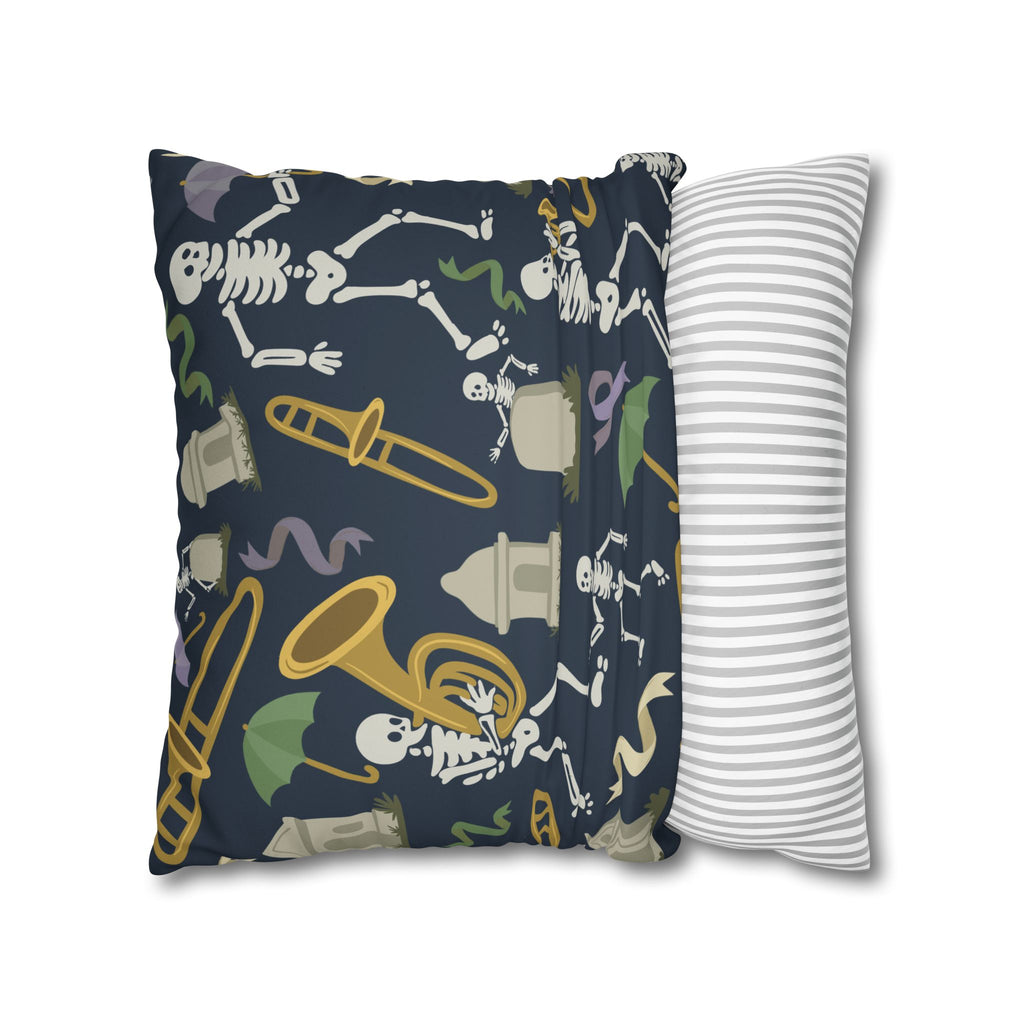 Spooky Skeleton Jazz Pillowcase, Halloween Decor, Decorative Cushion Cover, Fun Home Accessories, Seasonal Throw Pillow