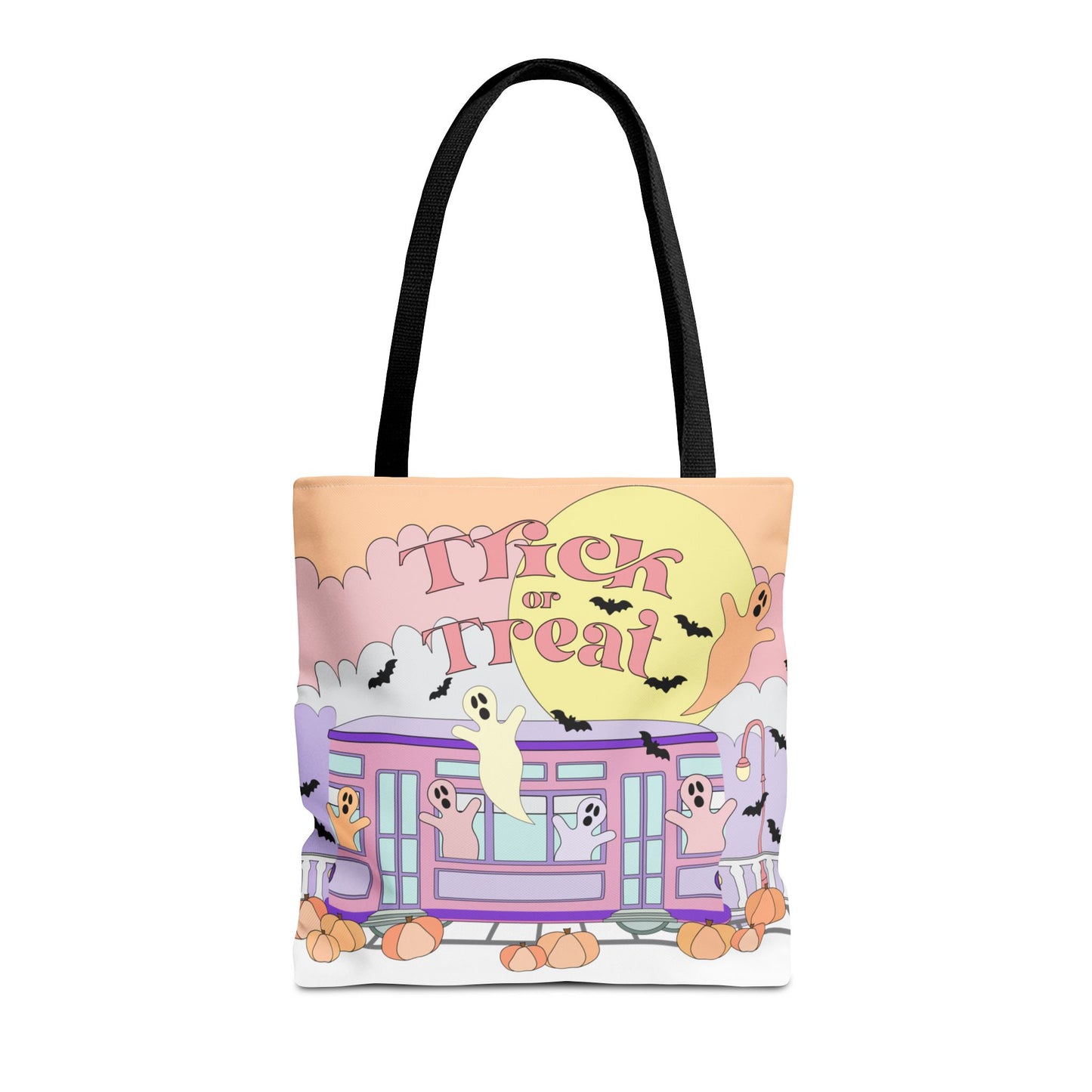 Trick-or-Treat Pastel New Orleans Ghost Tote Bag  Street Car Boo