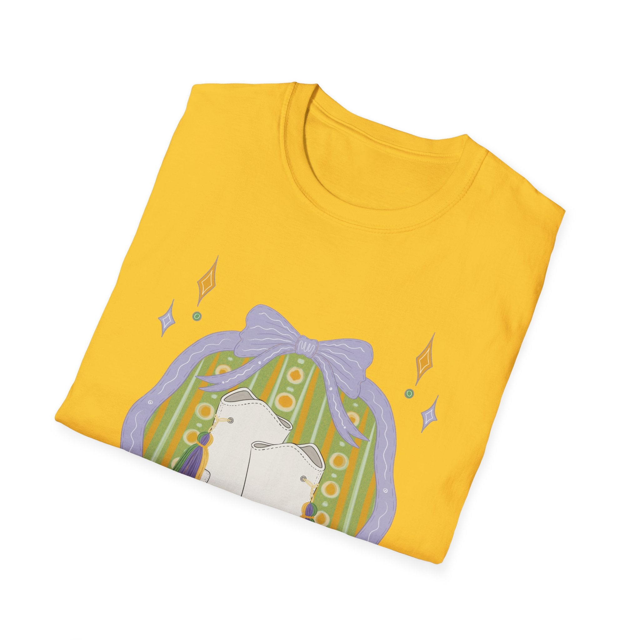 Dancing Boots Illustration T-Shirt | Retro Frame, Pastel Stars